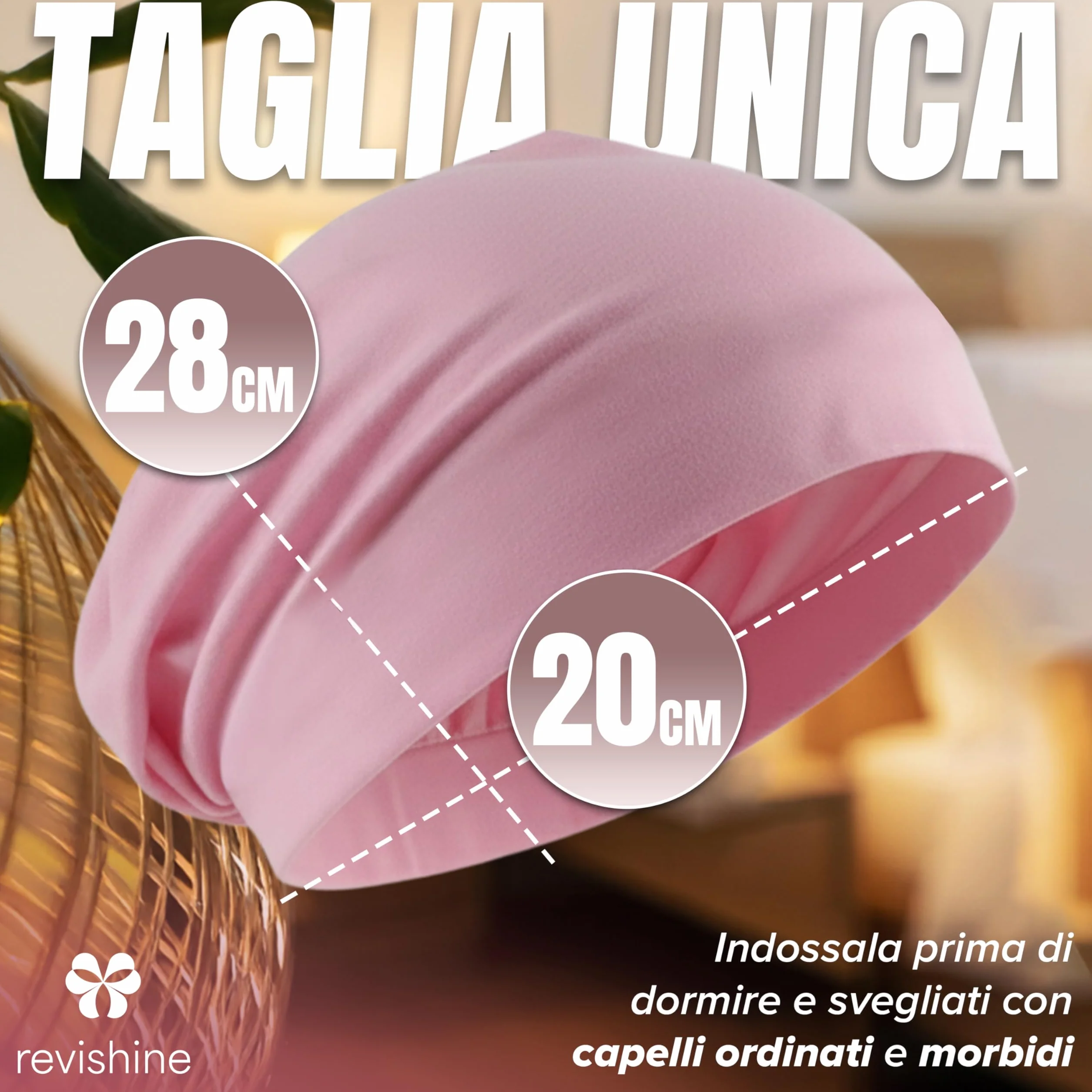 Cuffia Capelli Ricci Notte - Cuffia per Dormire Capelli Ricci, Mossi o Lisci, Anche con i Bigodini - Cappello da Notte Donna in Tessuto Morbido e Confortevole, Rosa