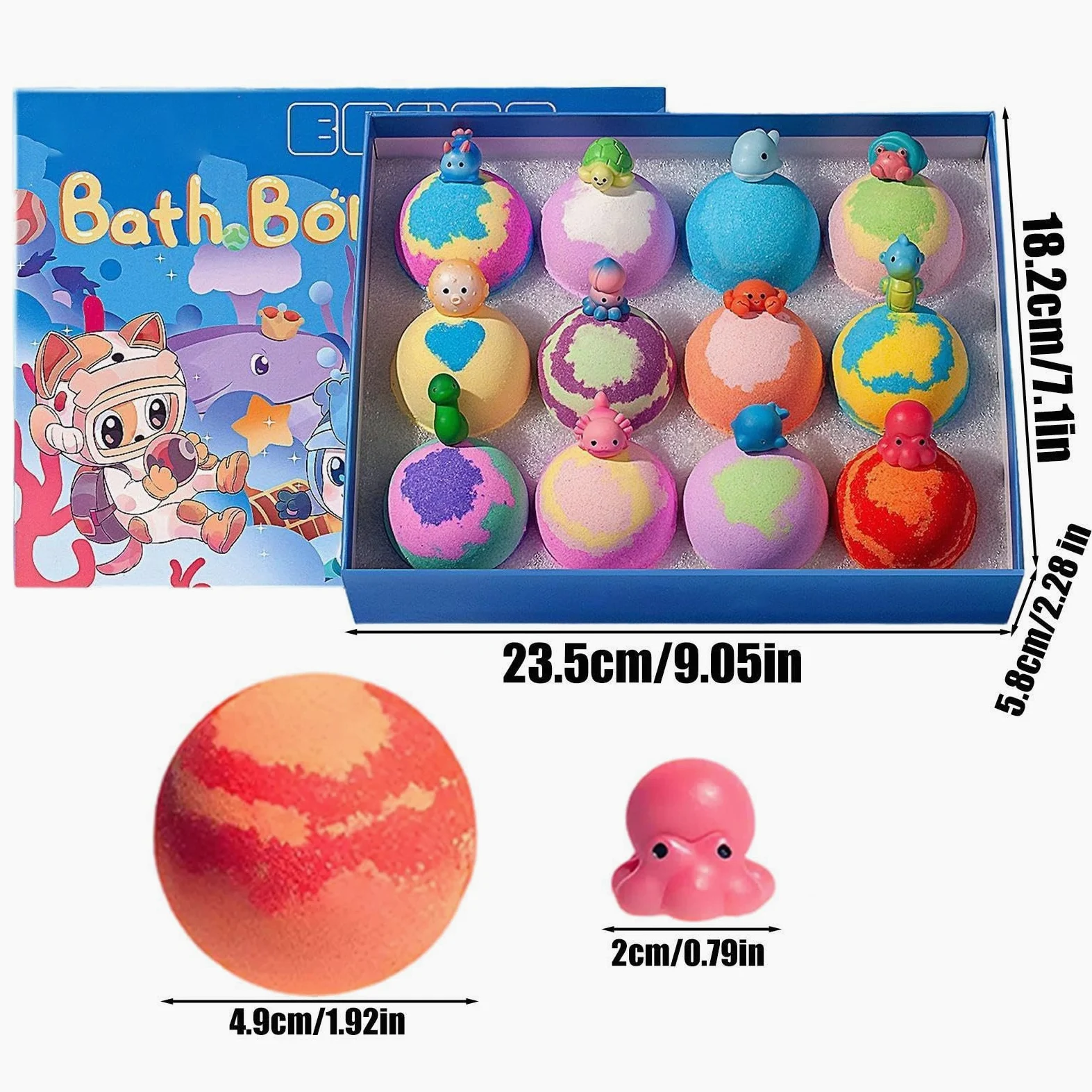 Bombe da Bagno Effervescenti 12 Pezzi Colorate Delicate Effervescenti | Giocattoli All'interno per il Bagnetto Per Adolescenti Famiglia Bambini Figli Figlie