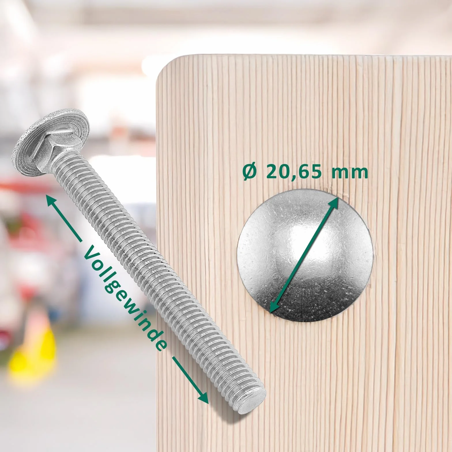 Viti a testa piatta M8 x 110 mm DIN 603 acciaio inox A2 V2A filettatura completa attacco quadrato 5 pezzi