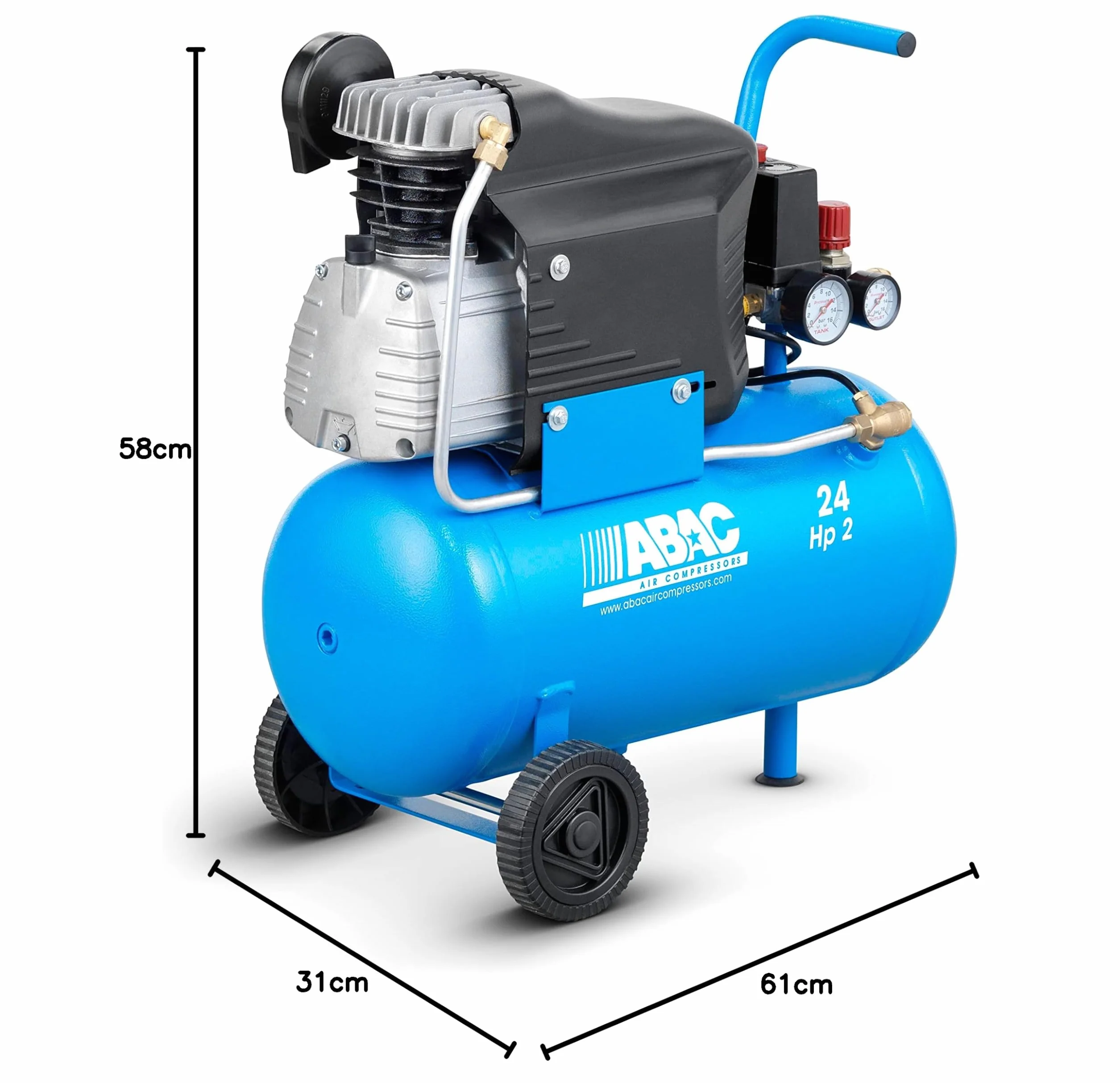 ABAC Compressore d'Aria POLE POSITION L20 24 Litri 10 Bar 2 CV Lubrificato ad olio