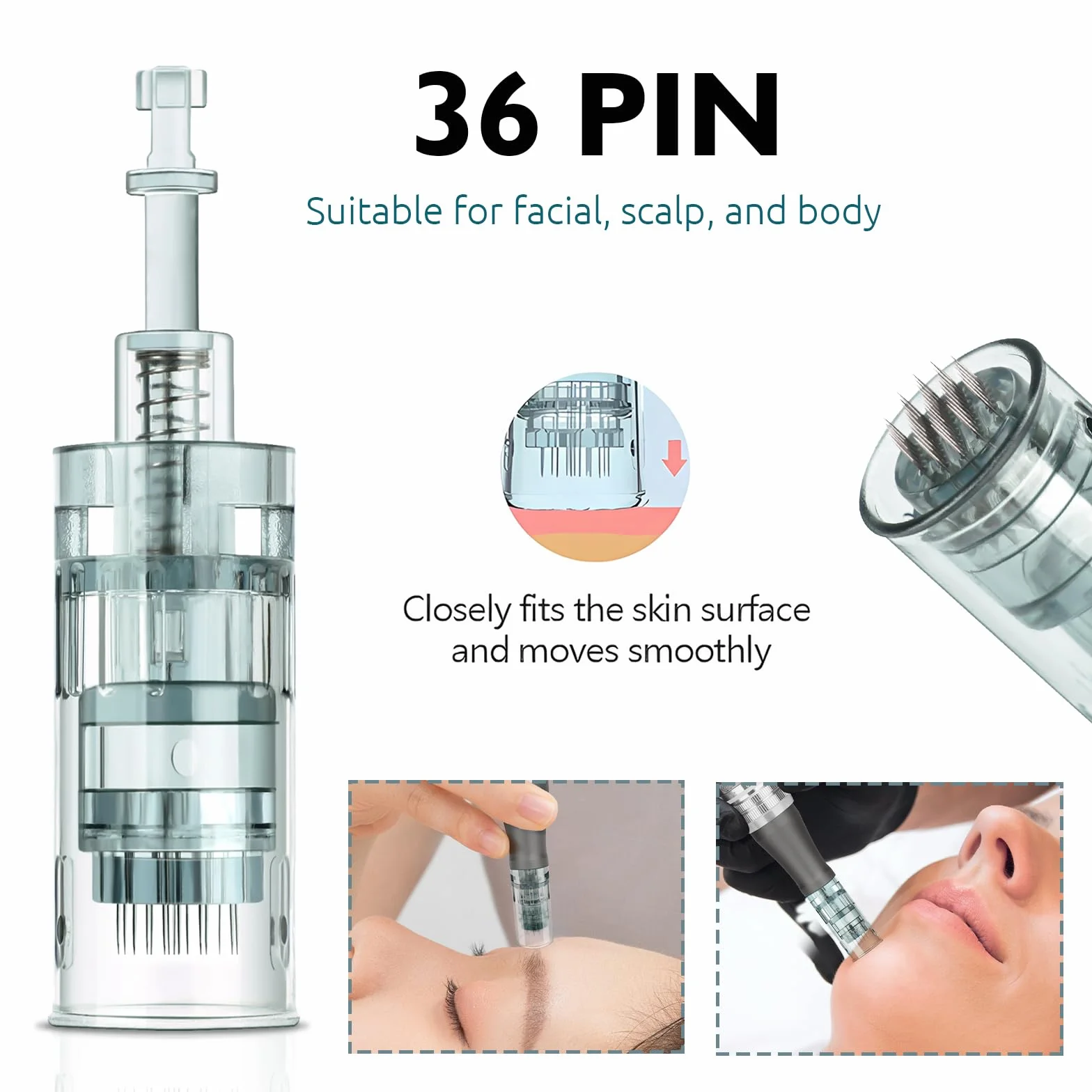 20 Pezzi Dermapen M8 Microneedling Cartucce 36 Pins, Ricambio Originale Derma Pen per Microneedling Ultima M8/ M7S/ A6S Microneedling Electric Derma Pen, Slot a Baionetta (36Pins, 20Pcs)