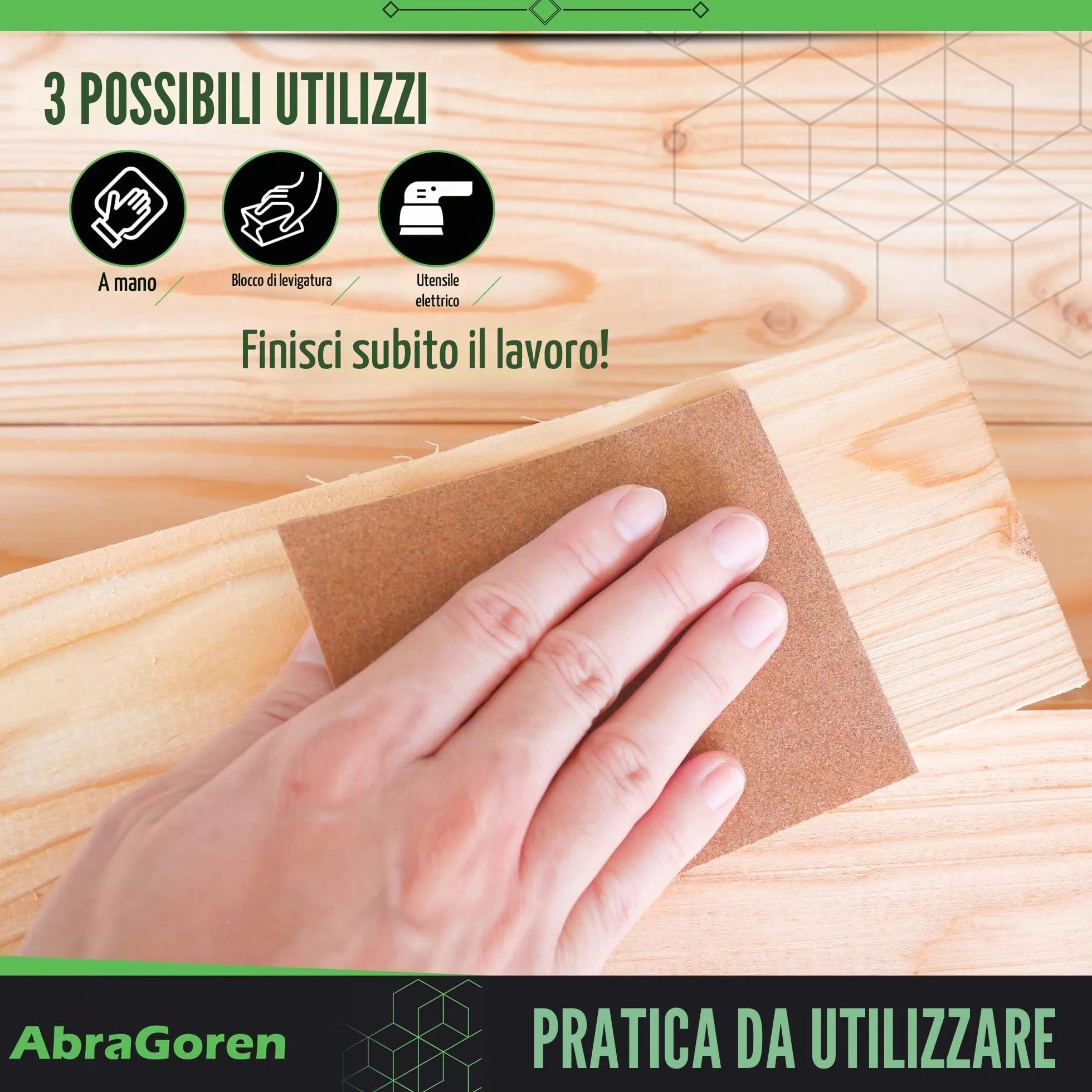 Carta vetrata assortita grana mista 10 fogli per legno e muro