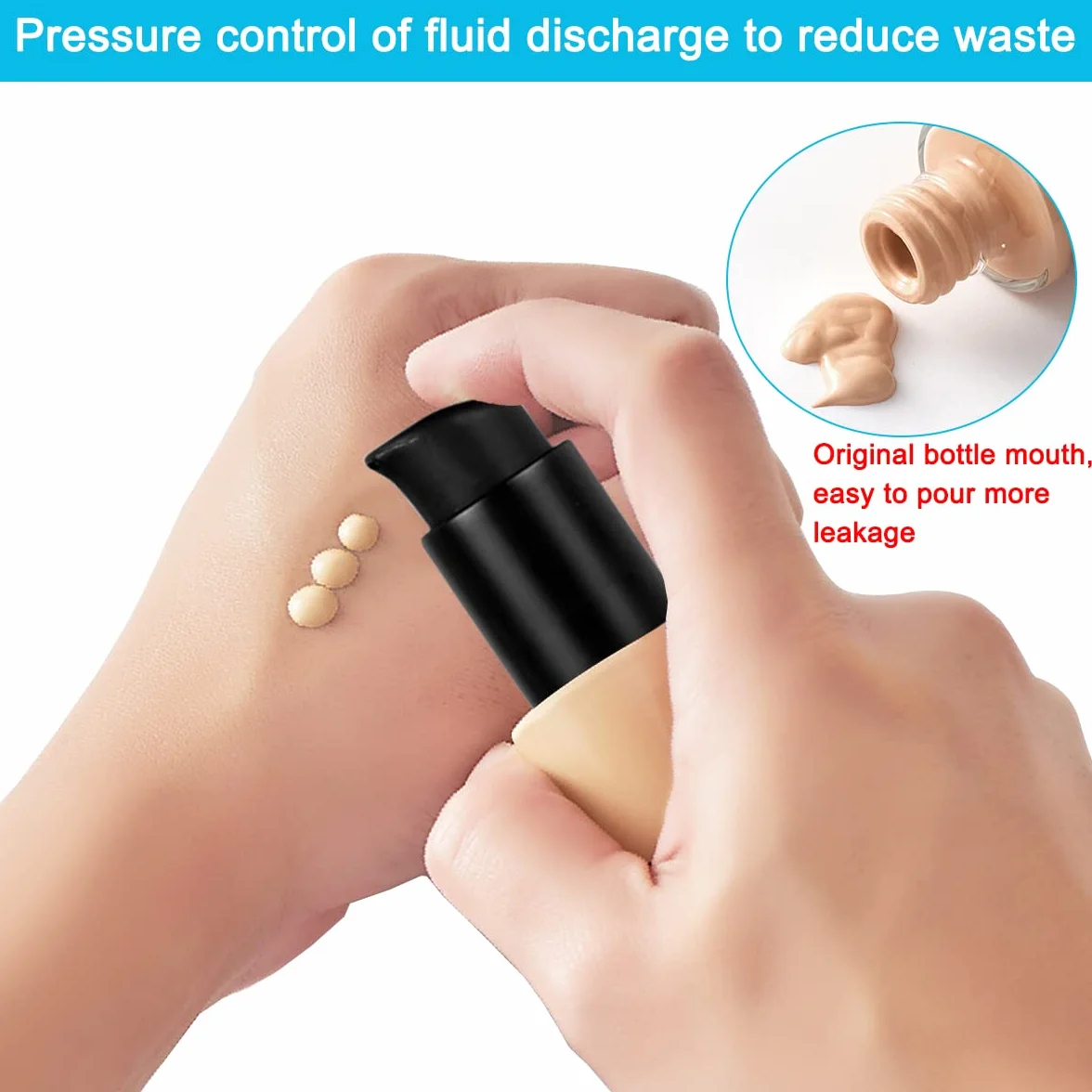 4 Plastica Pompe di Fondotinta di Ricambio Compatibile con Fondamenti Coloranti Doppia Azione Mac ed Estée Lauder, Cambiatore di Pompa di Trucco (con cucchiaio, pipetta, Imbutito)