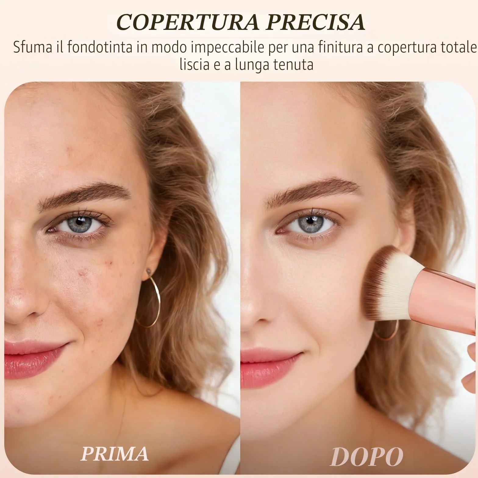 DUcare Pennello Fondotinta Flat Top Pennelli Make Up Kabuki per Fondotinta Liquido per Lucidatura, Puntini, Correttore