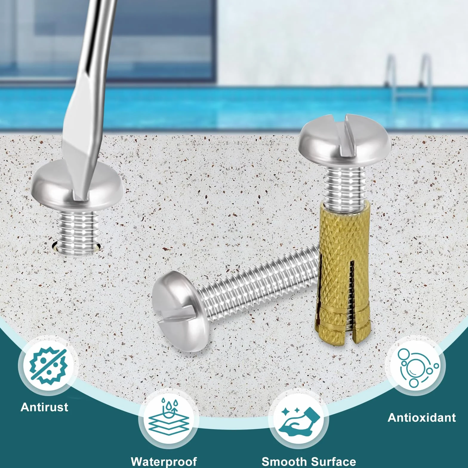 Viti di ancoraggio piscina in acciaio inox M8 x 40 304