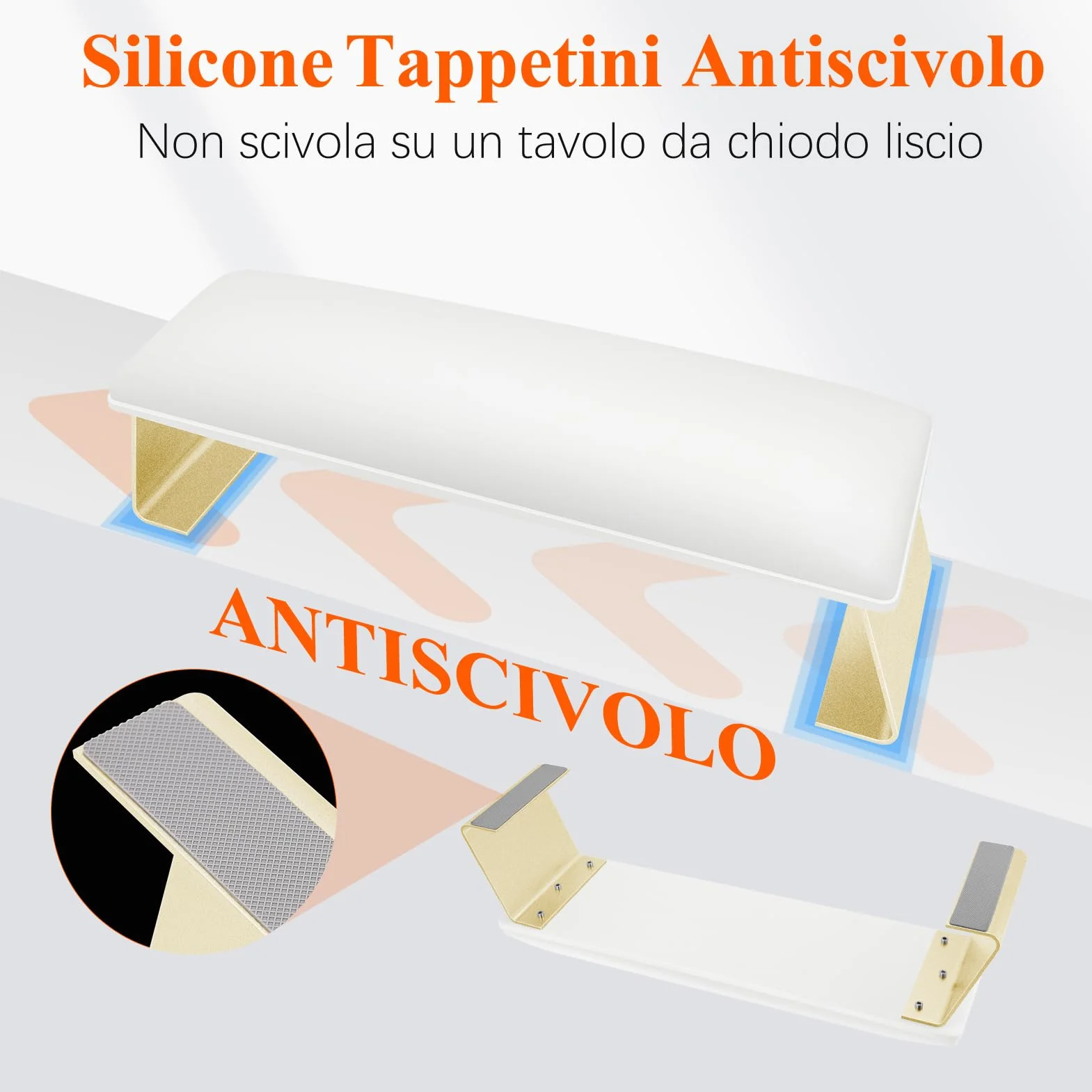Poggiamano per Unghie Manicure, Cuscino per Manicure Piedi Cuscino per Unghie Poggiabraccia per Unghie Nail Art, con Staffa in Lega di Alluminio (Bianco)
