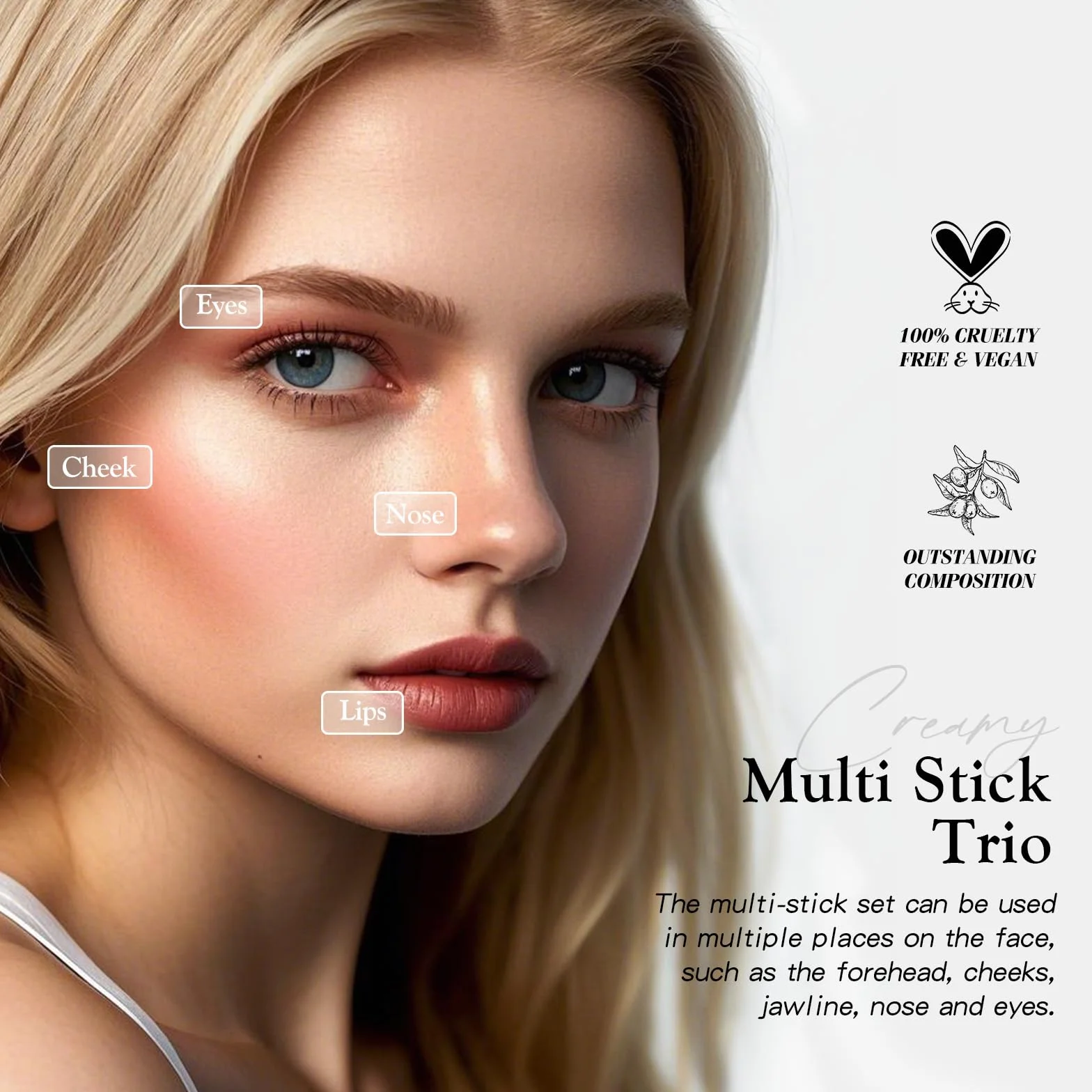 bayfree 3 PCS Makeup Cream Contour Stick Set, Illuminante Viso & Blush & Bronzer Stick, Effetto Naturale Opaco o Lucido, Lunga Durata, Multiuso per Ogni Tipo di Pelle