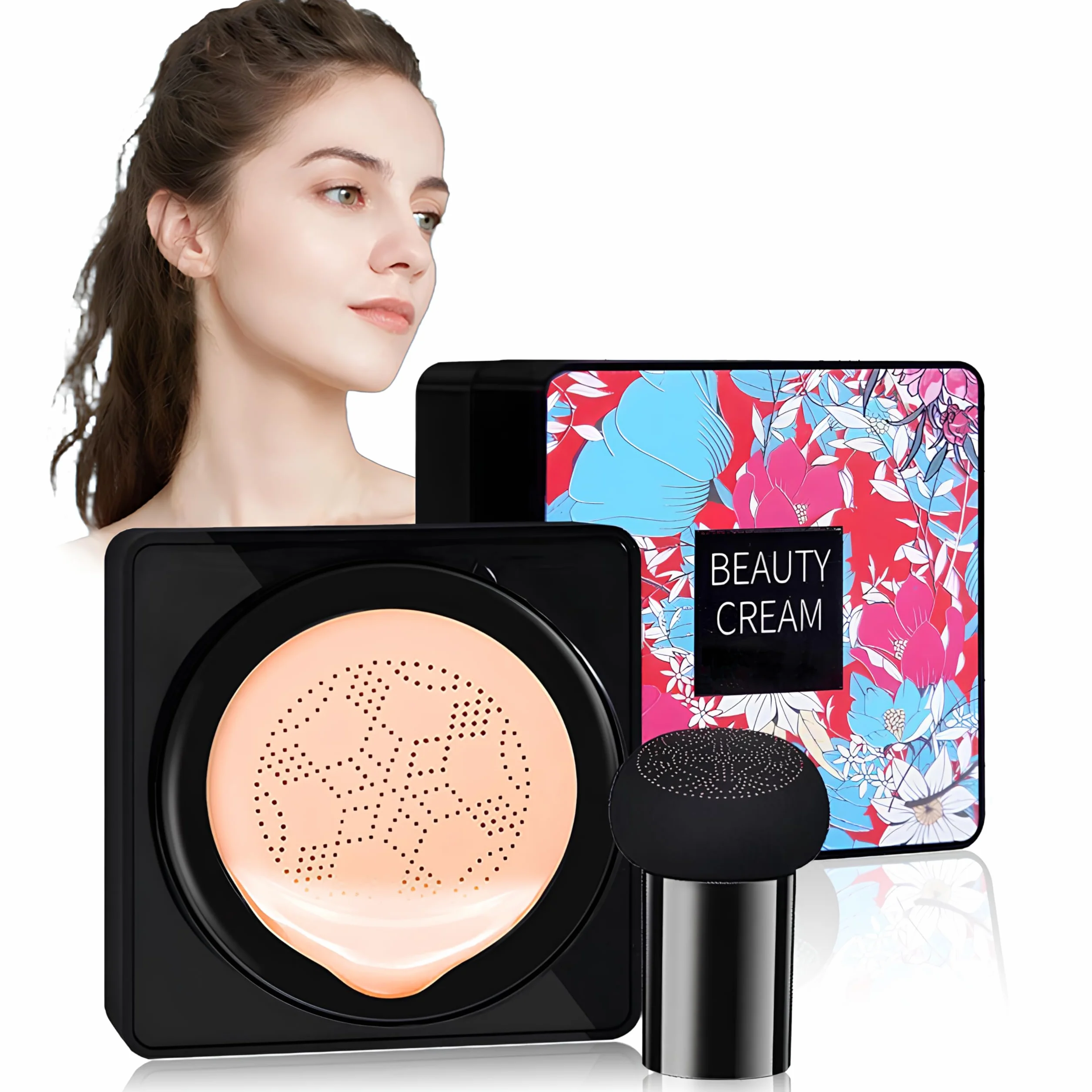 Fondotinta CC Crema, CC Fondotinta Liquido BB Cream, Cushion Coprente, Air Cushion solare Oil Control, Controllo olio idratante,Anche Tonalità Della Pelle-Naturale