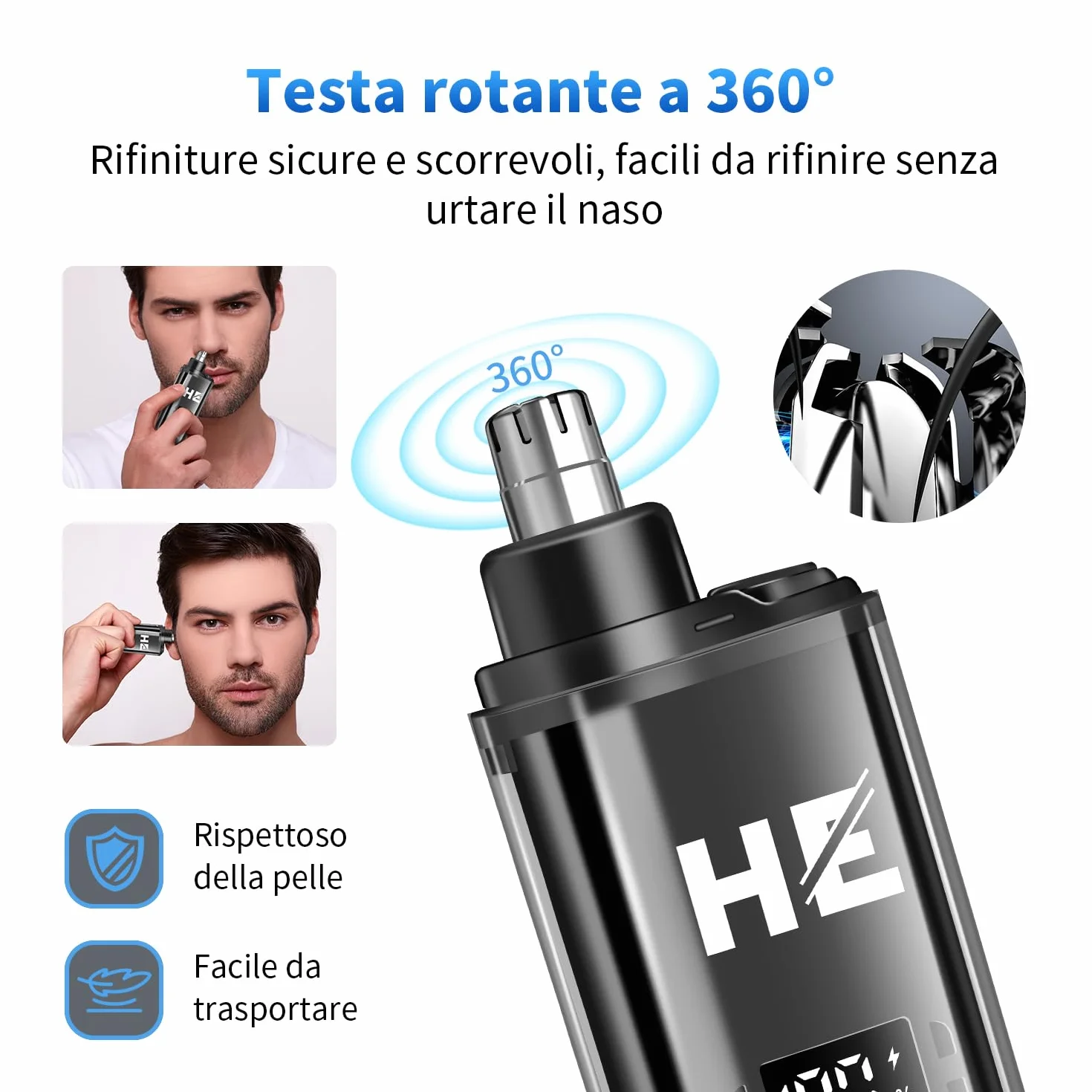 HIENA PRO Tagliacapelli Uomo Professionale, Macchinetta per Capelli Senza Fili, Regolabarba, Rasoio a Lamina, Tagliapeli Naso, Kit Completo per Rasatura e Taglio di Capelli Elettrico