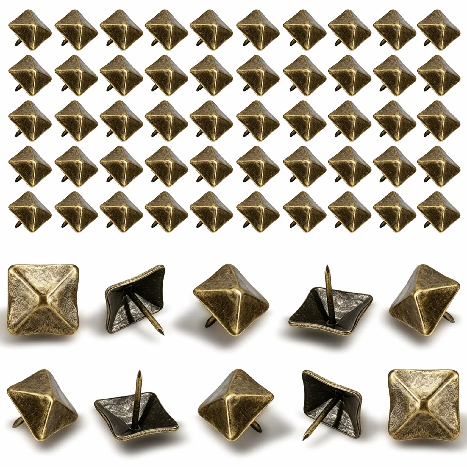 Chiodi da Tappezzeria 50 pezzi, Spille Antiche a Testa Quadrata, Chiodi Decorativi per Mobili