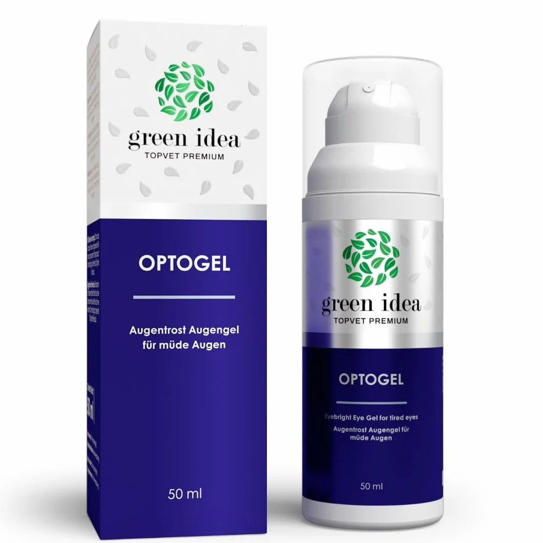 Green idea - Gel Contorno Occhi Rinfrescante - OPTOGEL - con Euphralia, Agrimonia e Pantenolo - Occhi Stanchi e Secchi - Occhi irritati e stressati - Crema palpebrale - 50 ml