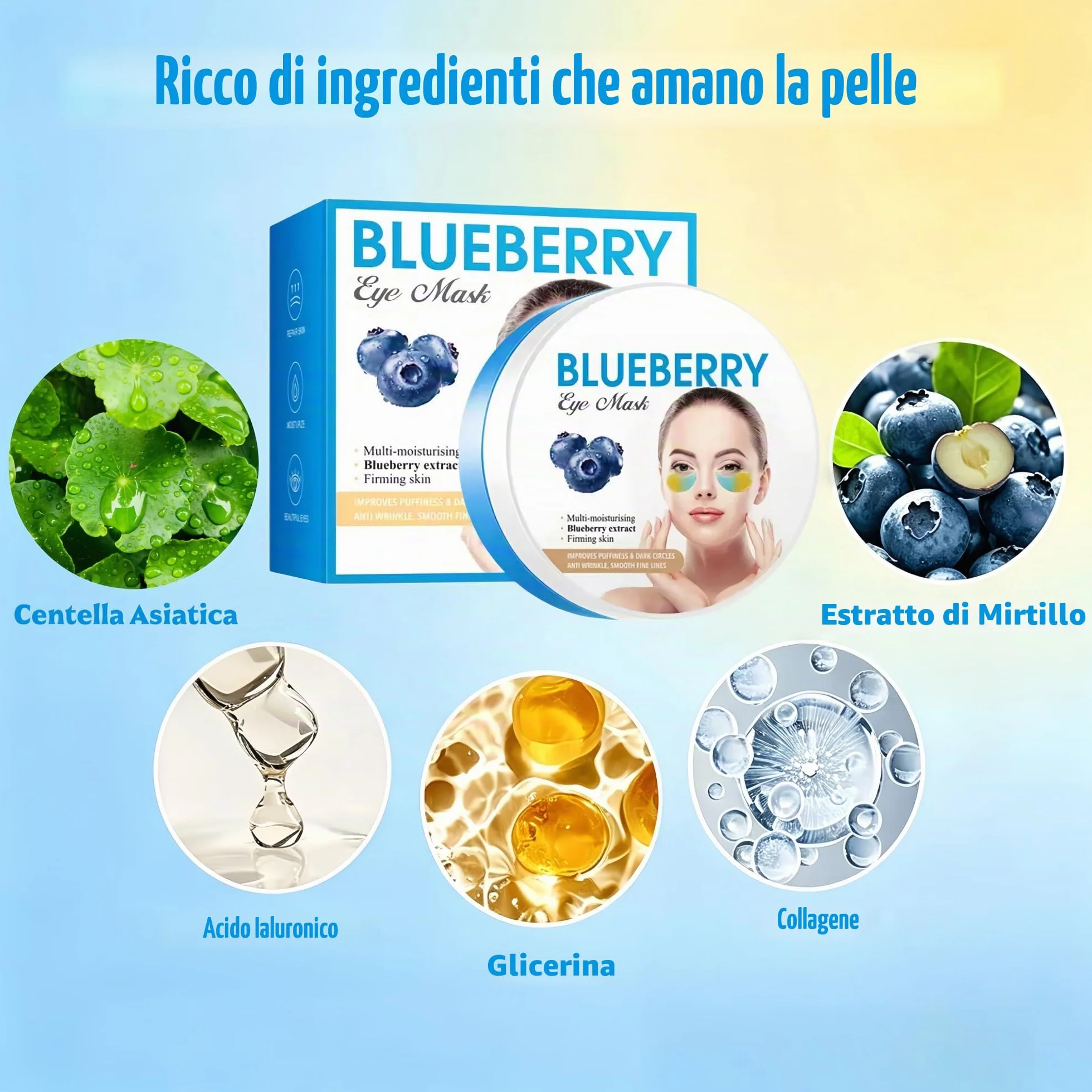 Patch Occhi per Borse e Occhiaie, 60PC Maschera Occhiaies,Maschera Collagene Patch,Eye Patches Essence,Allevia la Stanchezza, Elimina le Borse e Riduce le Rughe