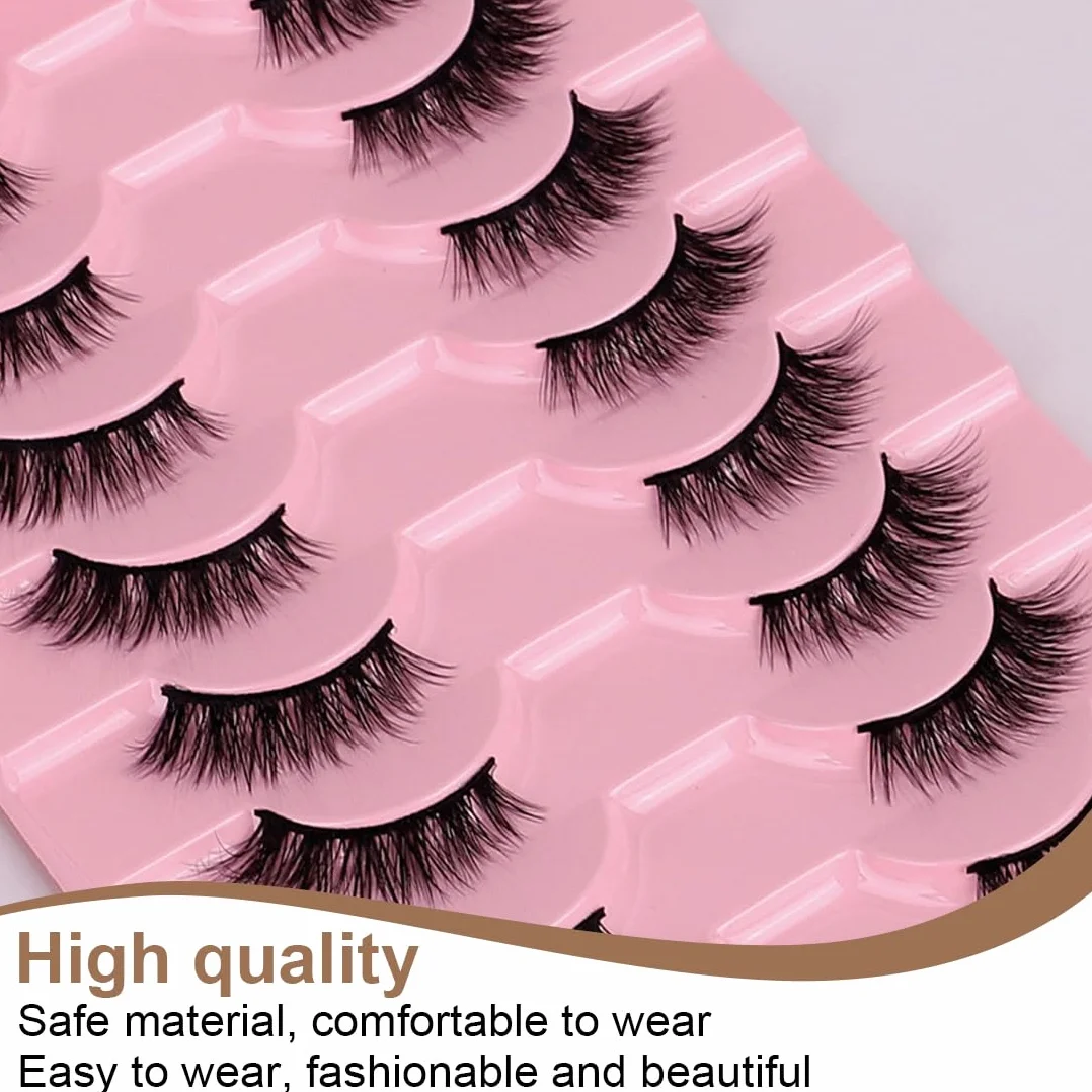 Ciglia finte 10 paia di mezze ciglia finte ciglia naturali cat eye mezze ciglia 3D ciglia ad angolo cat eye