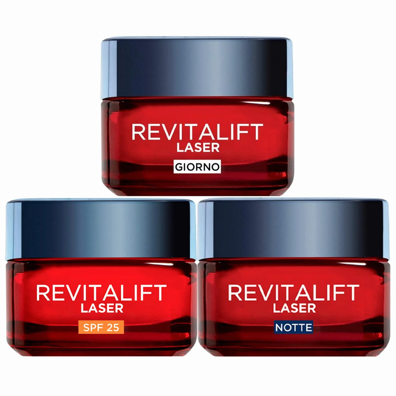 L'Oréal Paris Revitalift Laser Crema Giorno + Notte + Trattamento, Set da 3 | Kit Viso Anti-Età e Antirughe, Ridensificante Rassodante Illuminante