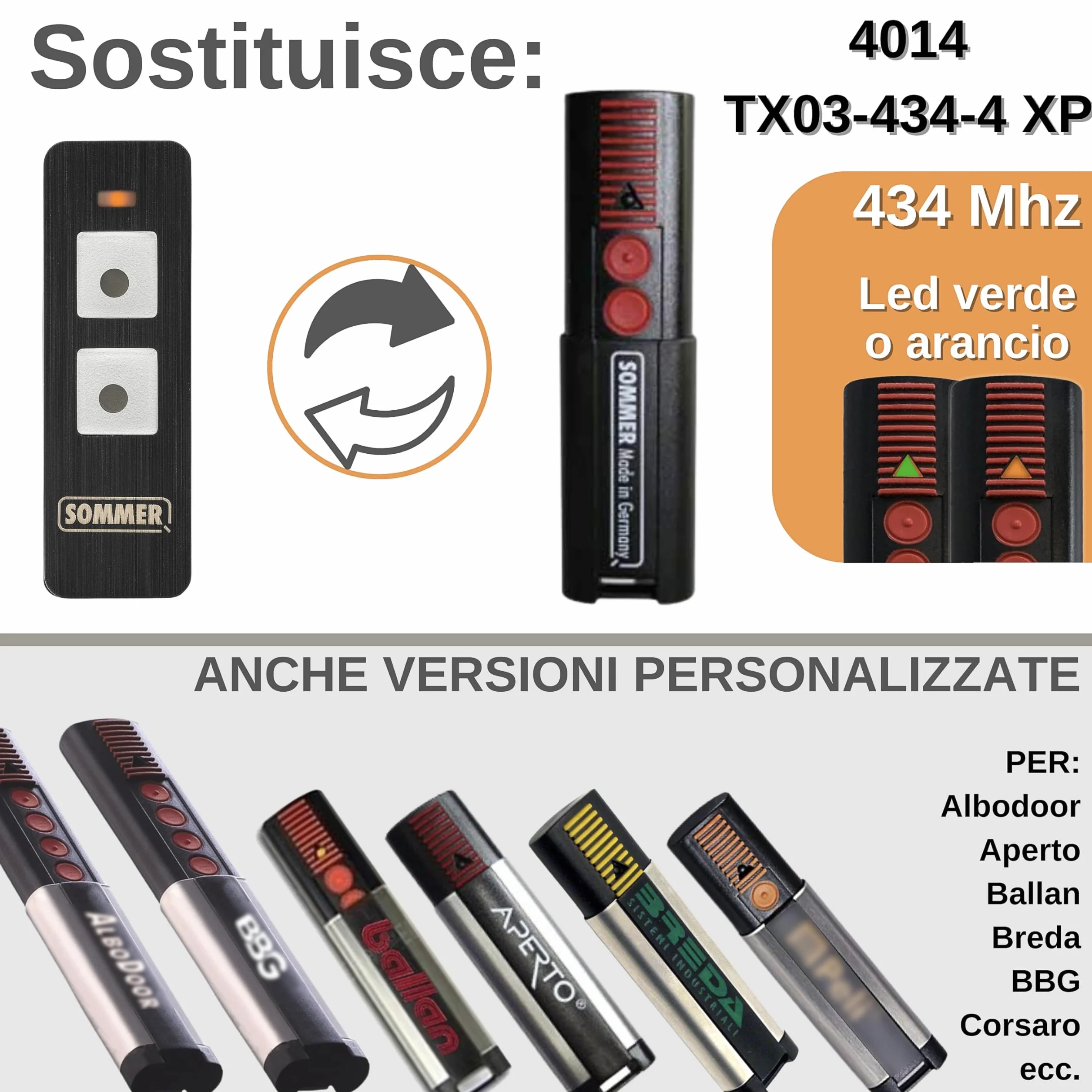 Koomando Telecomando S13071 TX-55-434-4 Originale Sommer 2 tasti 434 Mhz FM per porte garage Breda