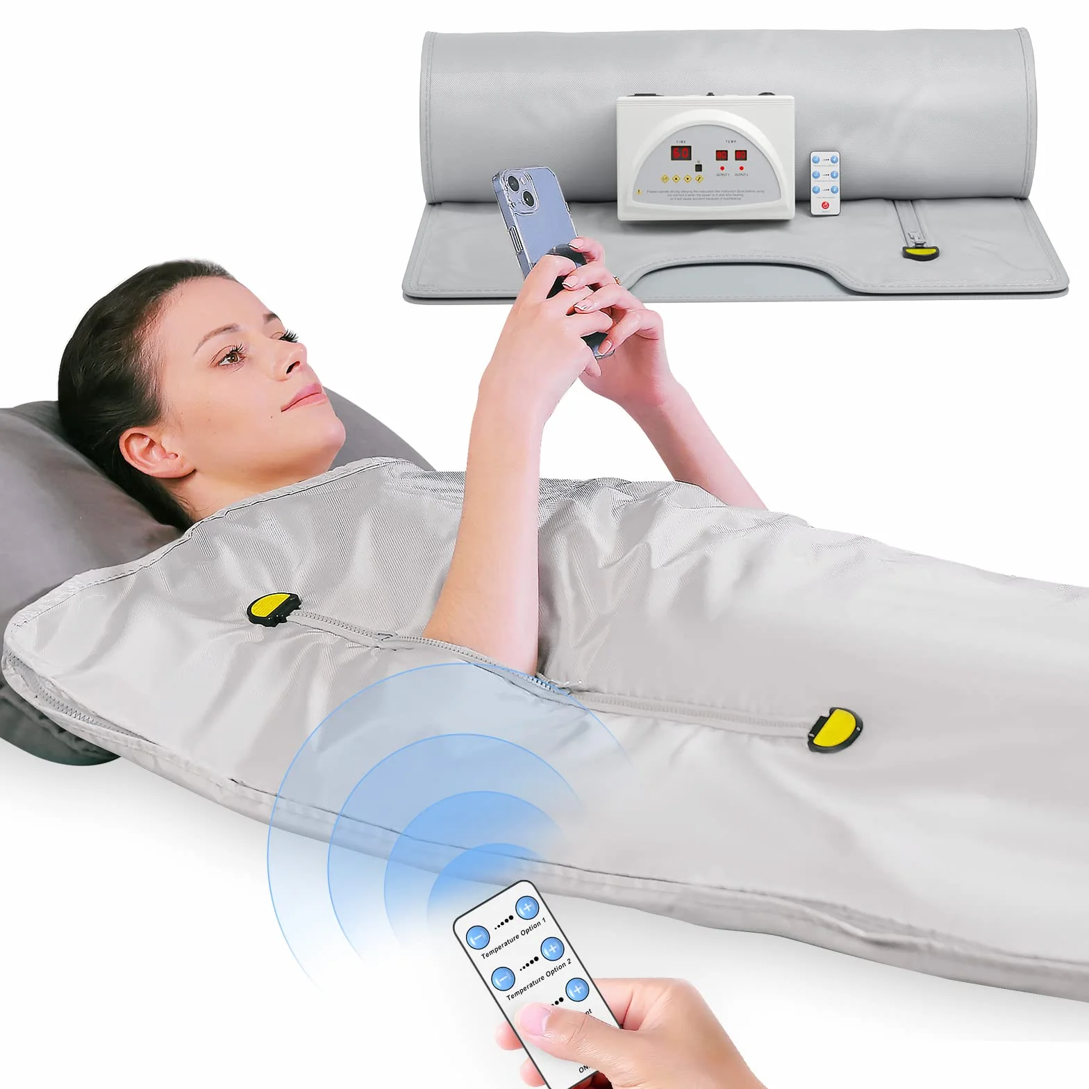 Sauna a Infrarossi Portatile 2 Zone Coperta Vapore Domestica Professionale Digitale Oxford
