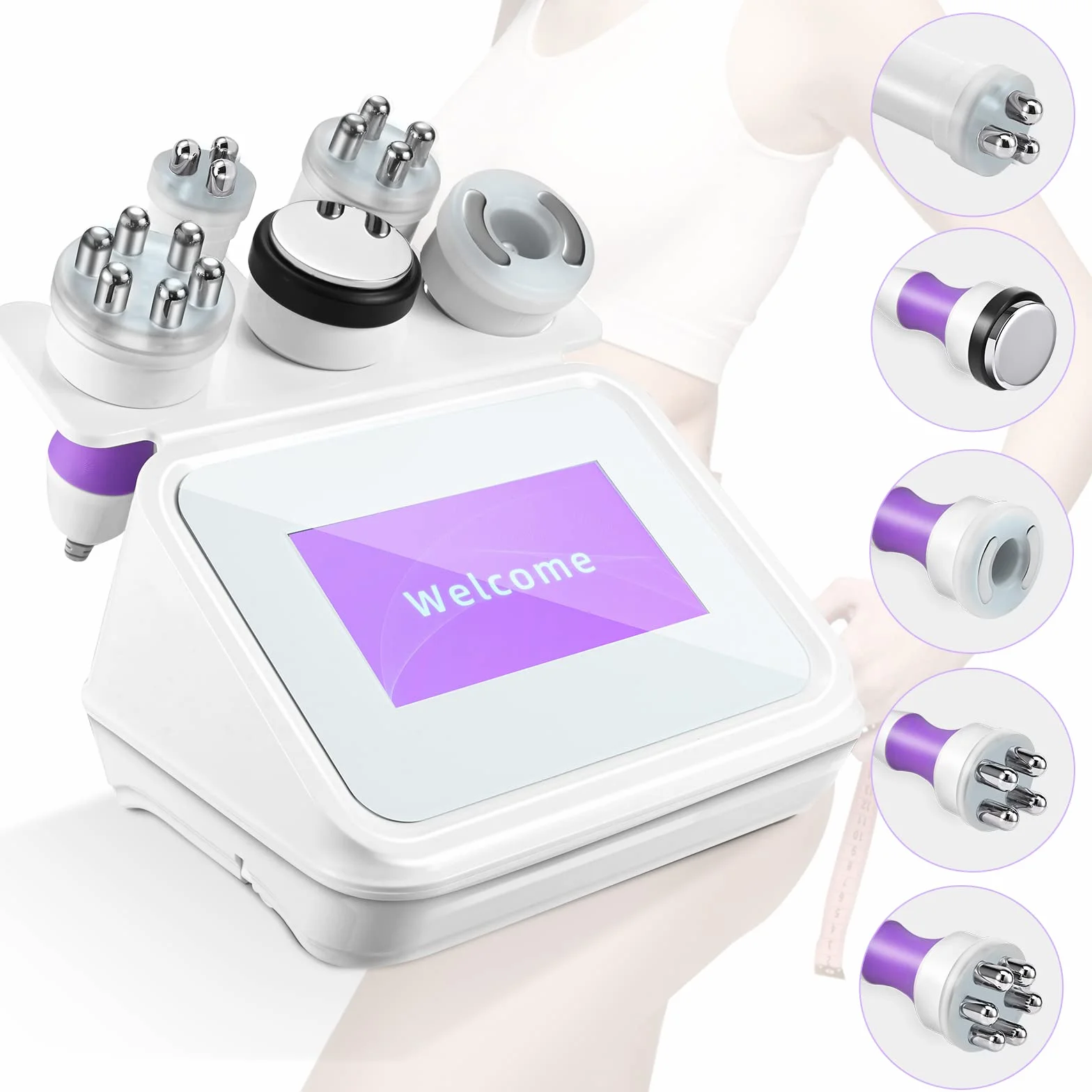 Kidken 5 in 1 Macchina a Cavitazione 40K, Cura Corpo Multifunzione, Dispositivo di Bellezza per Modellamento, Rassodamento e Lifting della Pelle (Corpo & Viso)