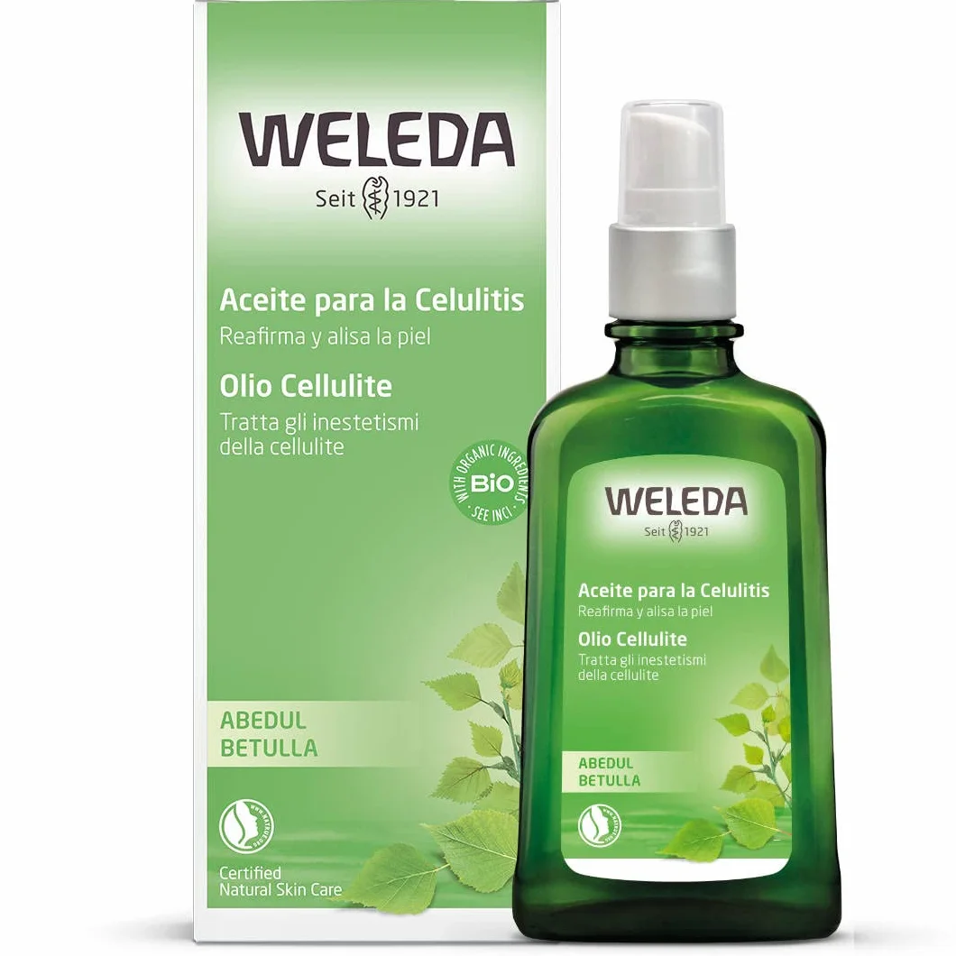 Weleda Olio Cellulite Betulla, trattamento degli inestetismi della cellulite a base di foglie di betulla bio per una pelle visibilmente più liscia e morbida (1X100 ml)