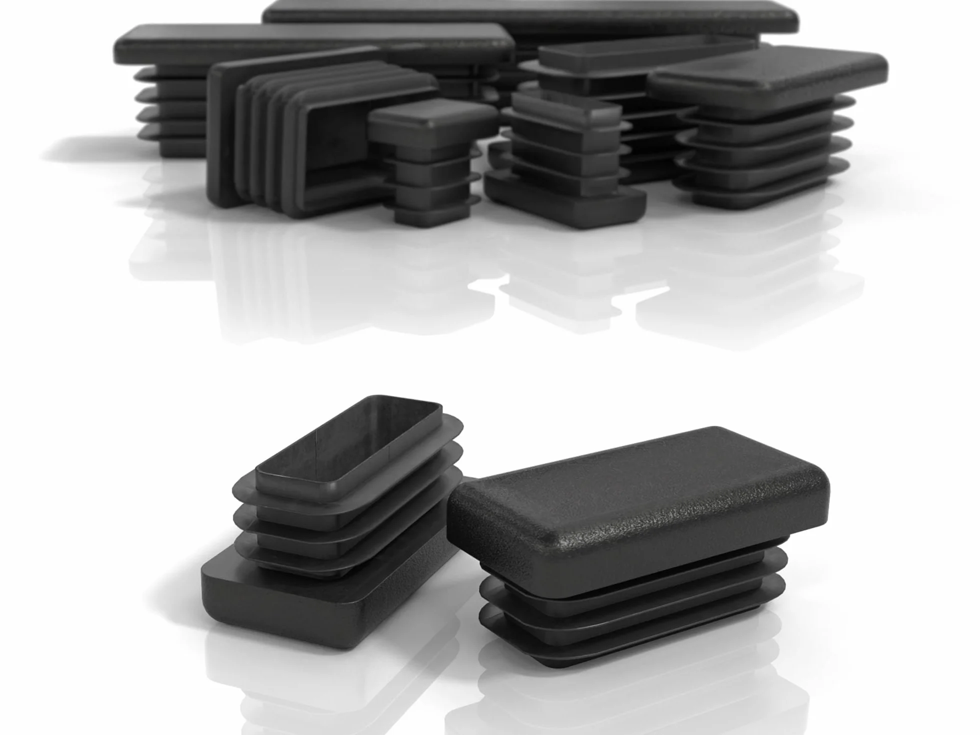 Tappi terminali rettangolari in plastica PE 25 x 15 mm per tubi quadrati, 10 sztuk