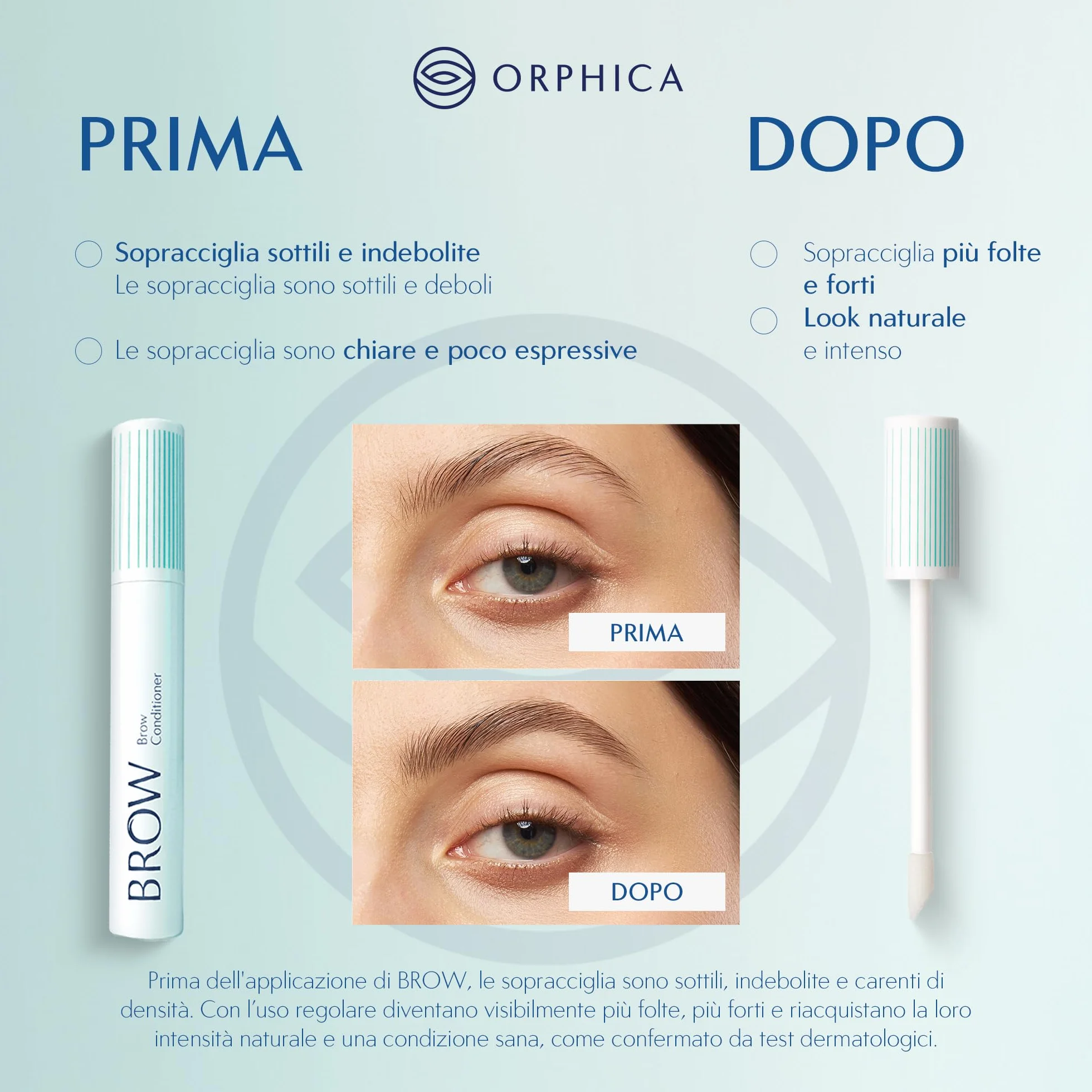 ORPHICA Brow Siero Sopracciglia Ricrescita Rapida 4 ml – Eyebrow Serum con Peptidi e Ginseng, Infoltente e Rinforzante