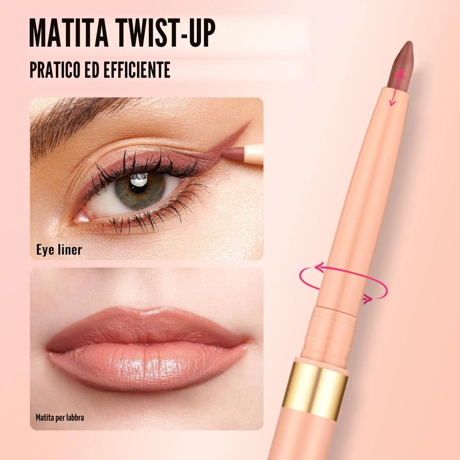 OULAC Matita Labbra Marrone Opaco, Lipliner Impermeabile Dura 12 Ore +, No-Transfer, Altamente Pigmentate, Liscio, per Contornare le Labbra, Vegan (L03) Naked Liner