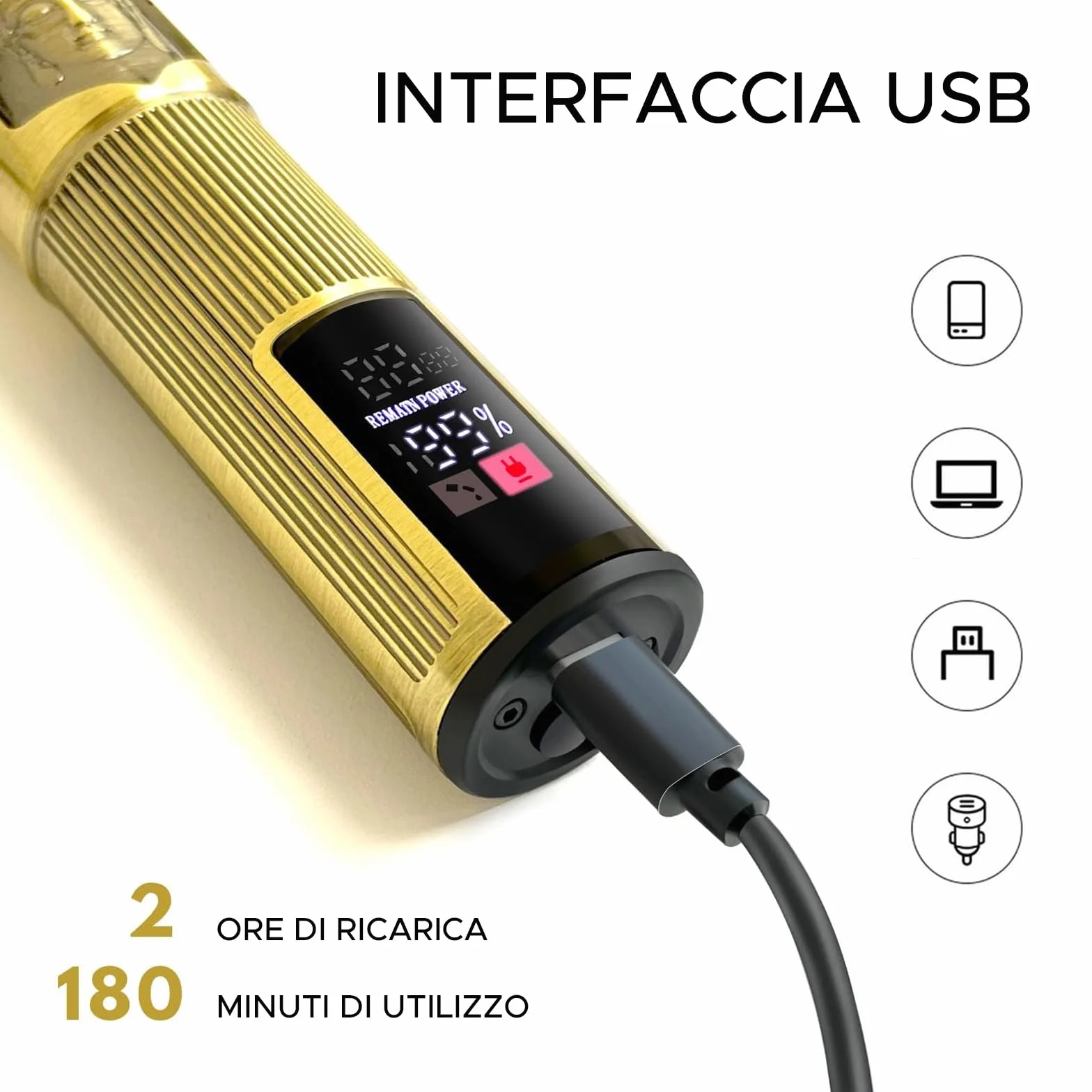 OPPOSITE Rasoio elettrico barba e capelli uomo professionale USB ricaricabile display LCD PLUS impermeabile e portatile