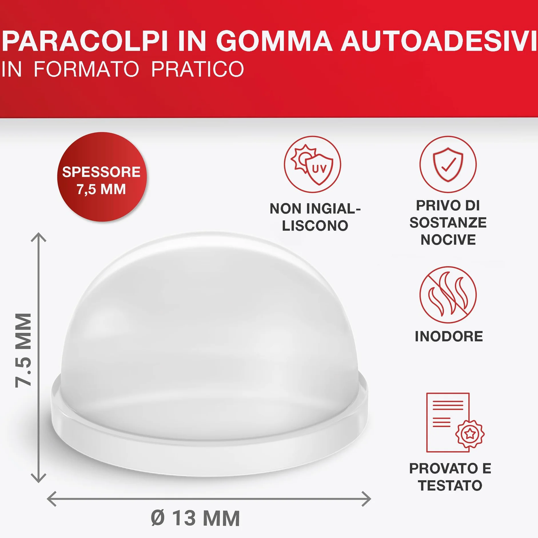 LouMaxx Gommini Paracolpi Set di 20 Piedini Trasparenti Ø 13mm Piedini in Gomma Autoadesivi Tenuta Extra Forte