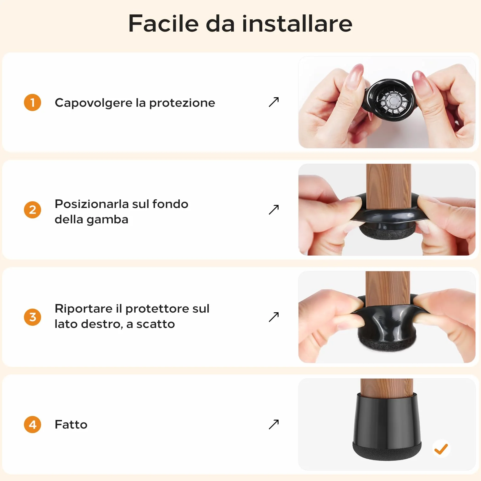 Gommini per Sedie 24 Pezzi, Tappi Sedie Silicone, Proteggi Gambe per Mobili, Nero XS (15-20mm)