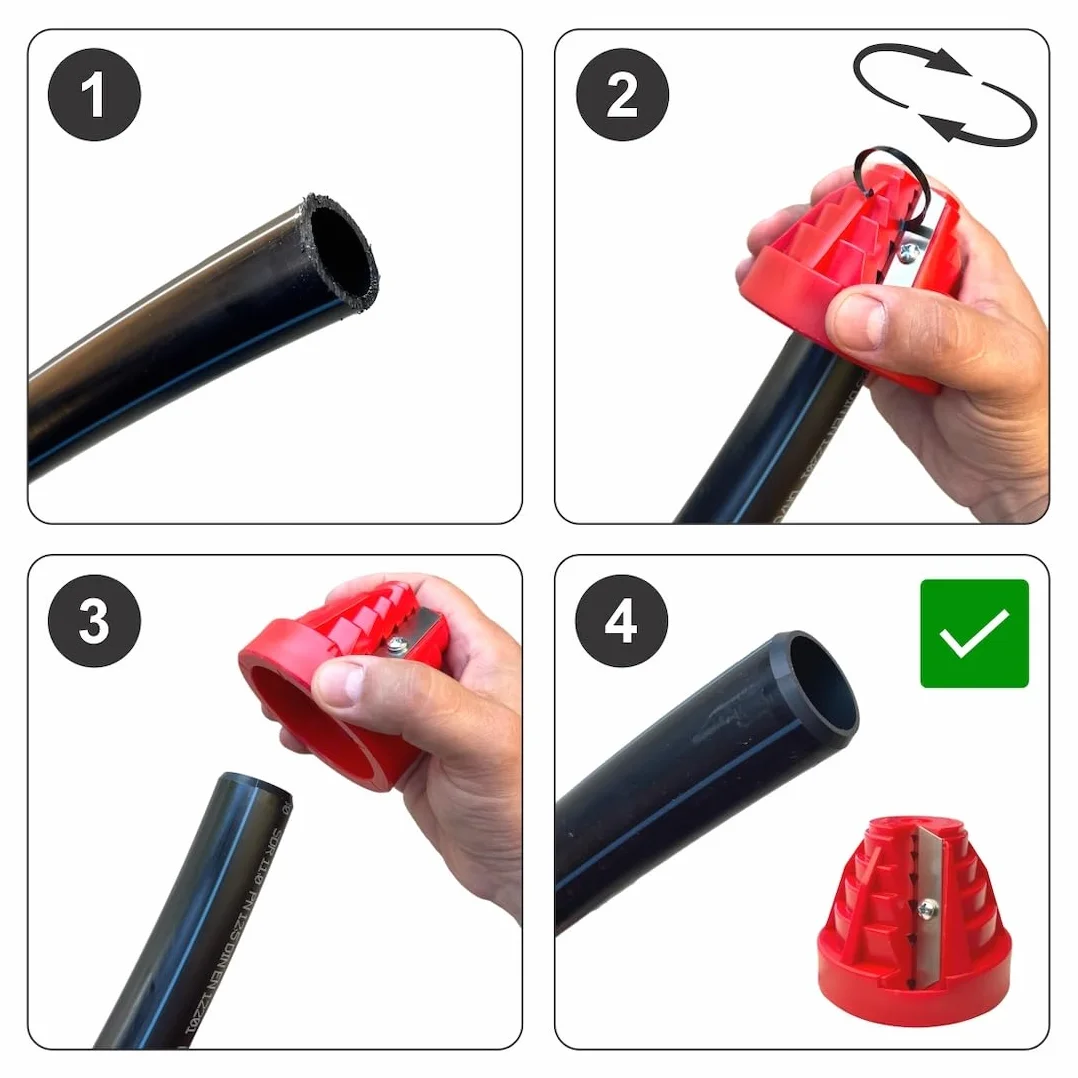 Smussa Tubi in Plastica PE 20-63 mm - Sbavatore per Tubi con 3 Lame di Ricambio
