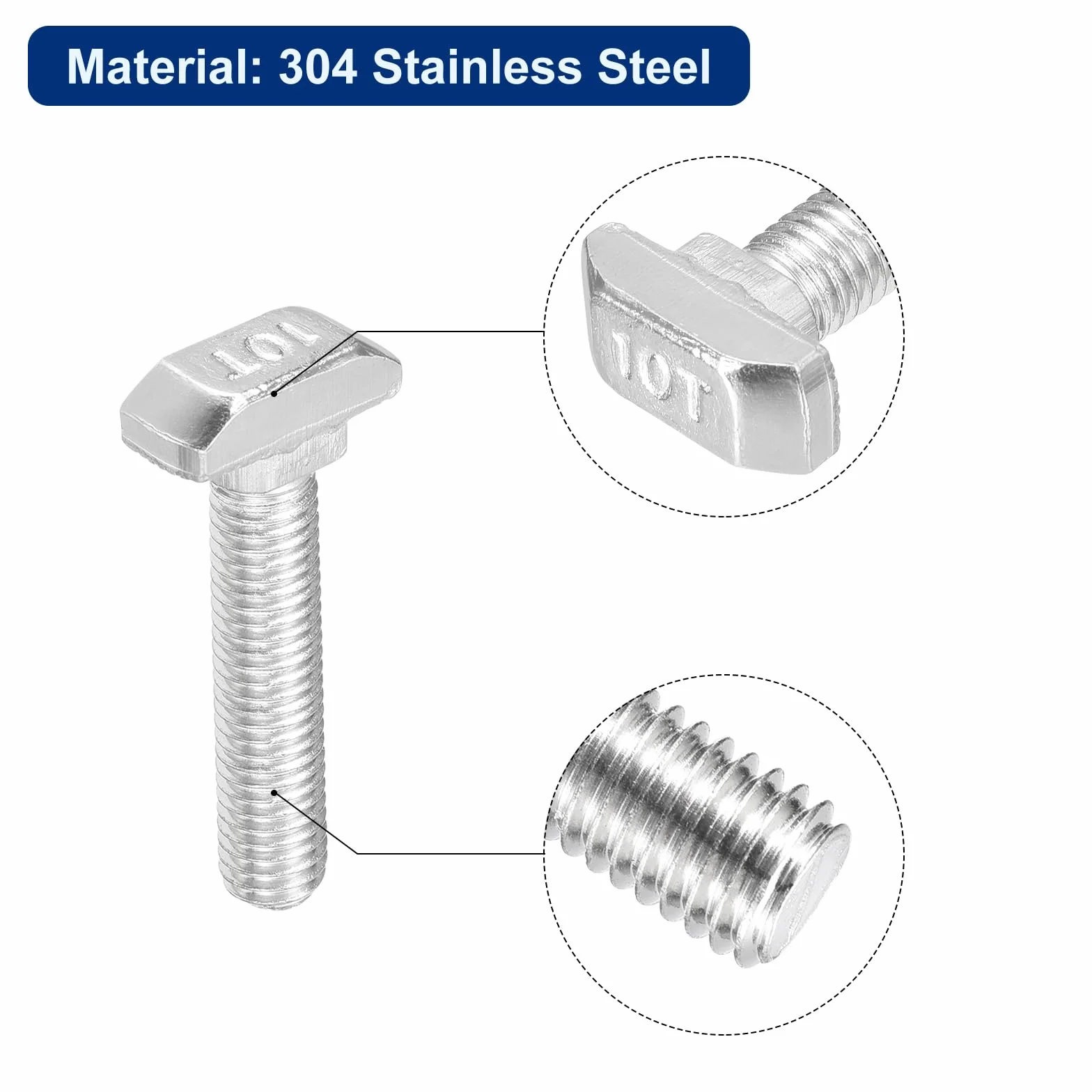 QUARKZMAN 10pz Bulloni a T-Slot, M8 x 40mm Bullone a Testa Martello per Profilo Alluminio Serie 4545