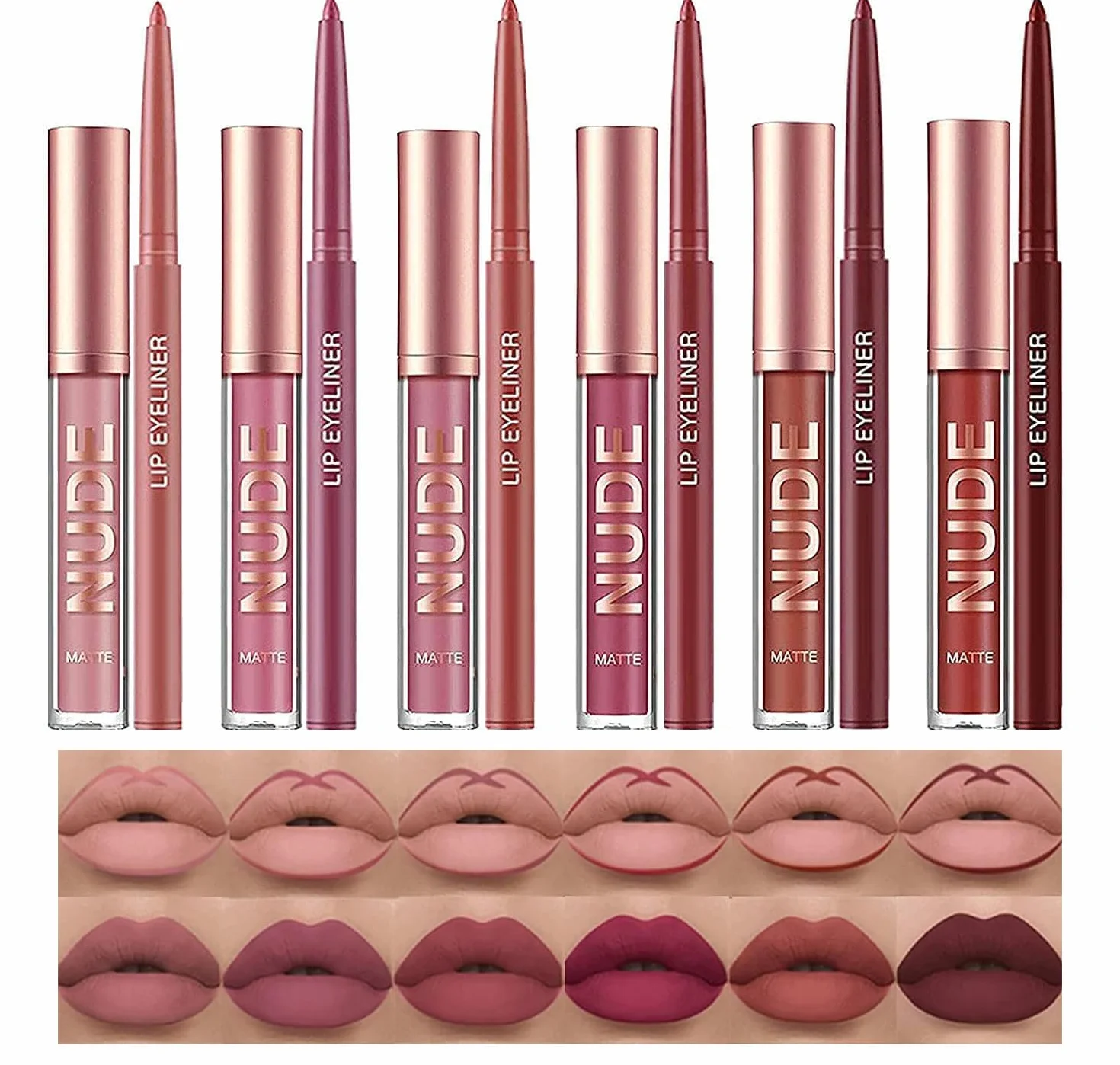 12 Pz Matita Labbra Matte E Set Di Rossetto 24 Ore Nudi Impermeabile Bellezza Trucco Kit Lipgloss Liptints Per Le Donne Matita Rossetto Lifter Regali