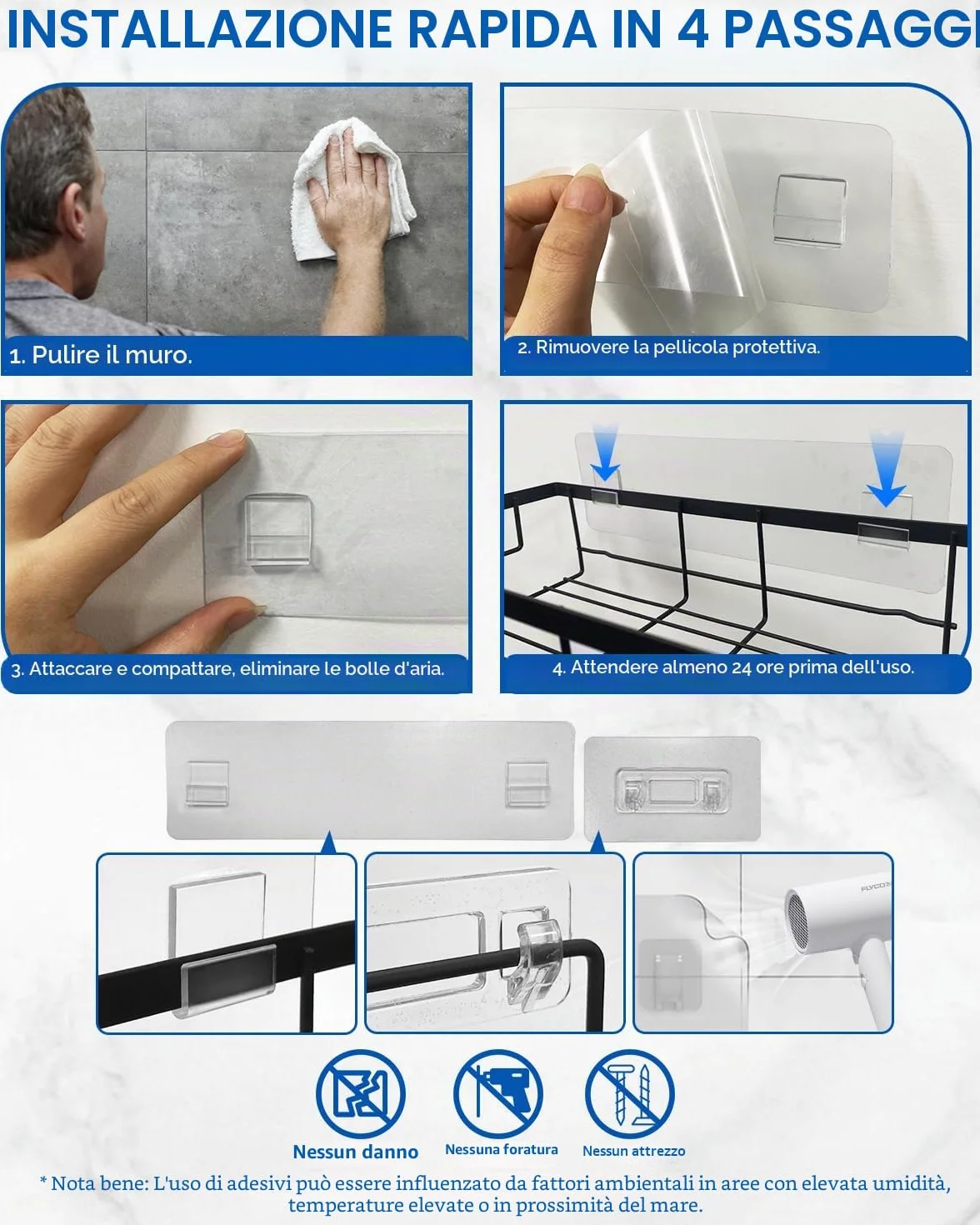 AceMining 3 Pack Porta Sapone per Doccia con Ganci, Mensola Adesiva, Portasapone Senza Foratura