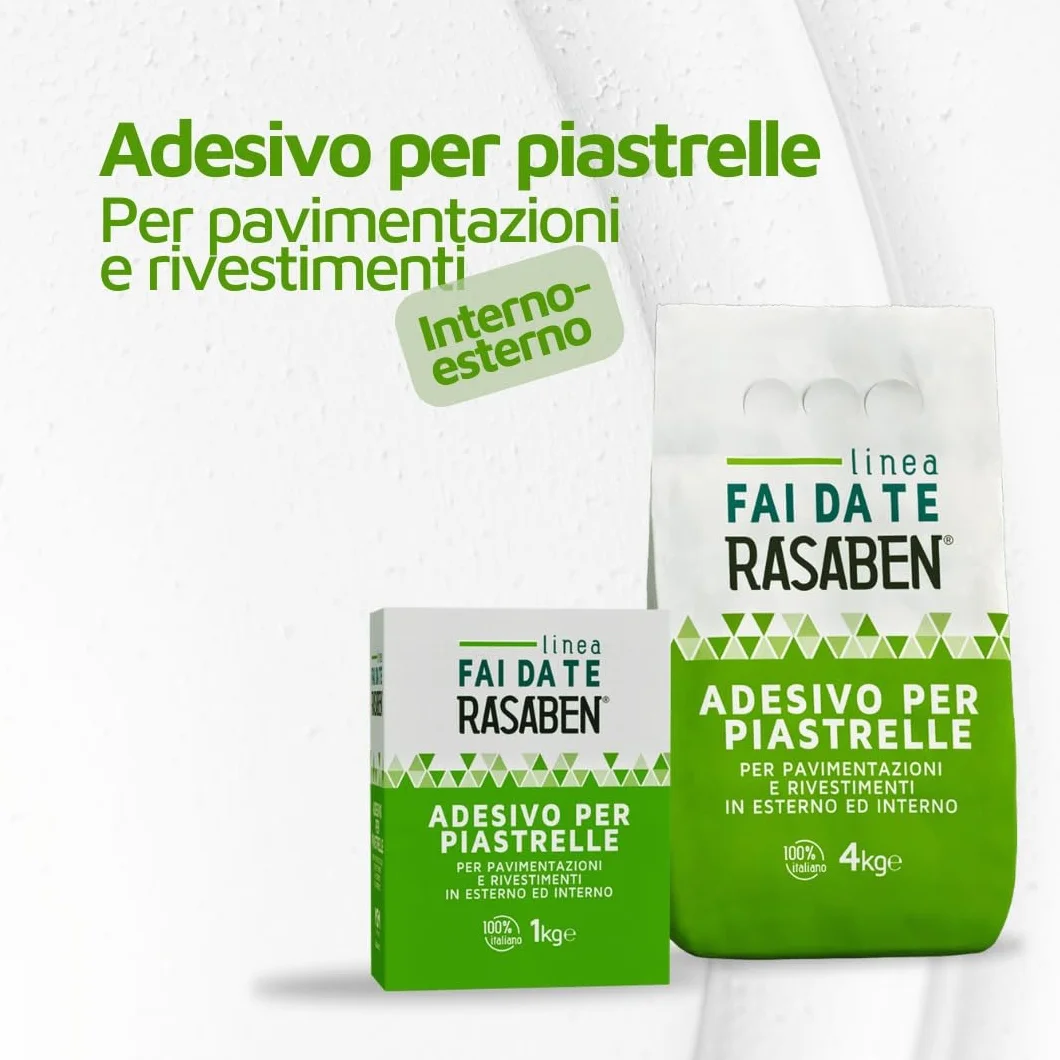 RASABEN Adesivo per Piastrelle Bianco 4kg