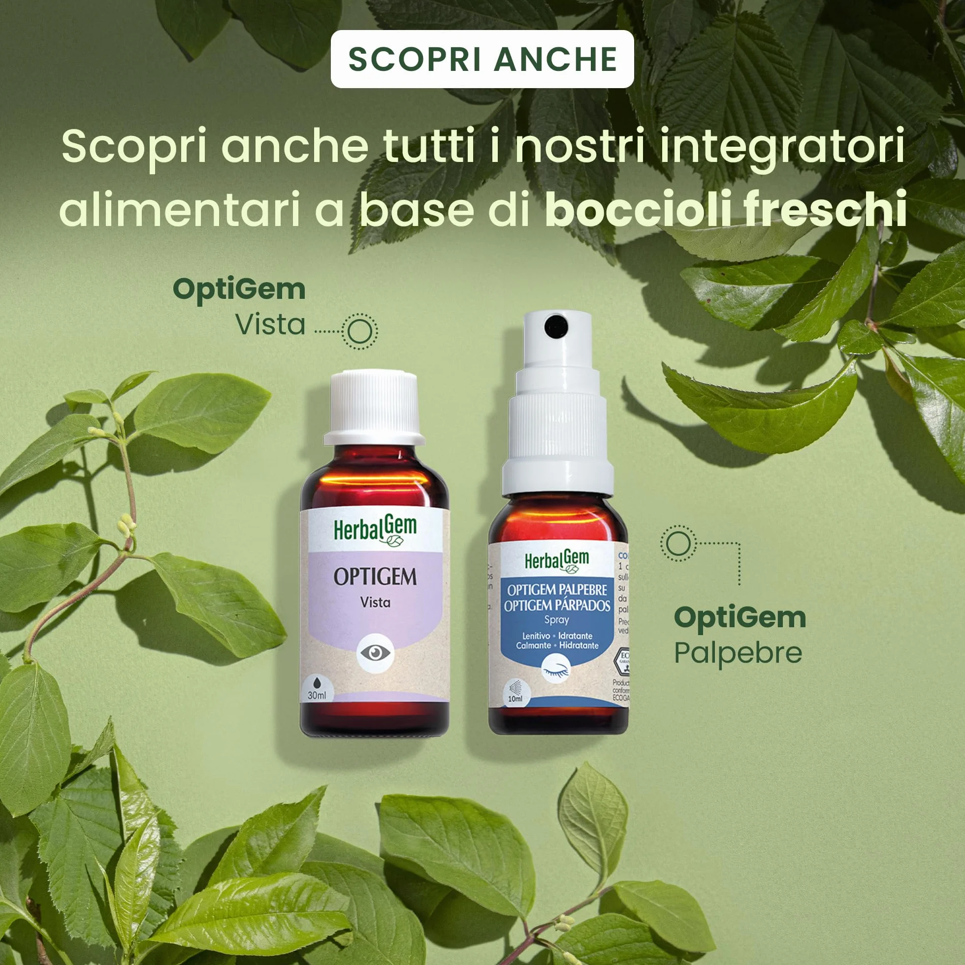 Herbalgem- Spray Palpebre Bio Optigem - Sollievo per Occhi Stanchi e Irritati - Spray Idratante Lenitivo al Fiordaliso -10 ml