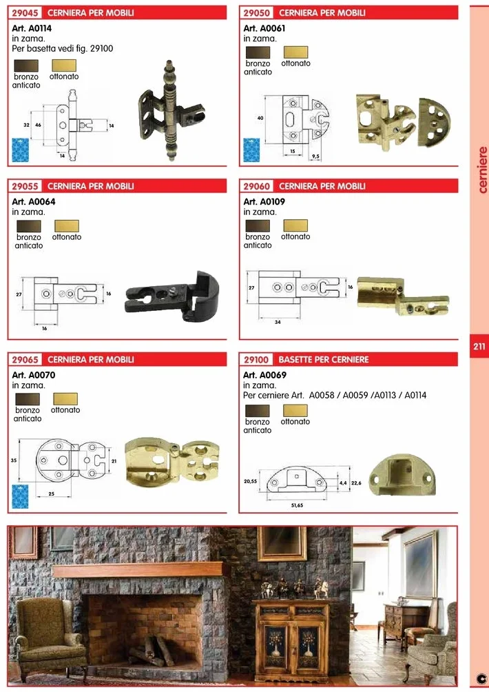 Basetta per Cerniere Bronzata Antica 10PZ Art. A0069