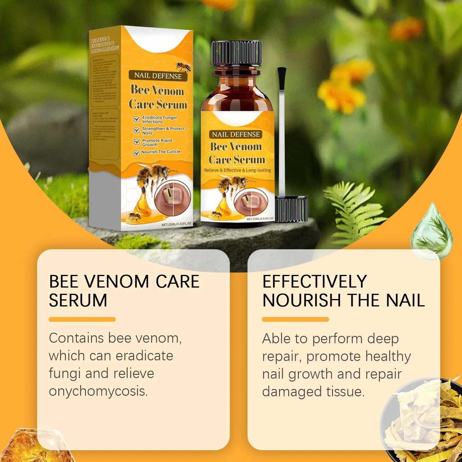 Trattamento per unghie incarnite al veleno d'api, siero per il trattamento delle unghie, siero per la crescita e la riparazione delle unghie, trattamento per unghie incarnite, trattamento con olio per