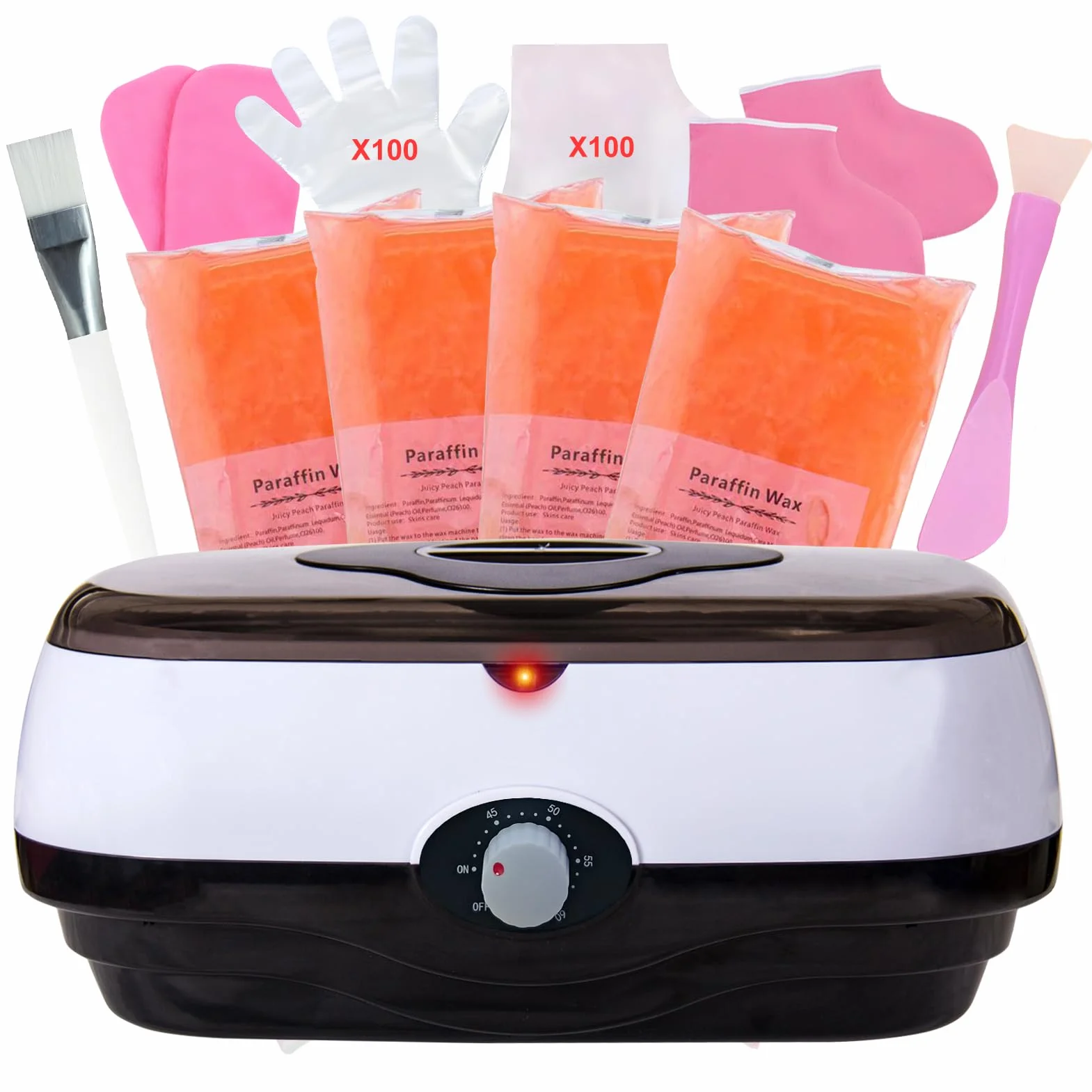 Paraffina per mani e piedi, 5000 ml bagni di paraffina mani e piedi, kit paraffina mani secca e ruvida, con cera di paraffina da 1800 g e accessori, ottimo regalo per spa (Nero)