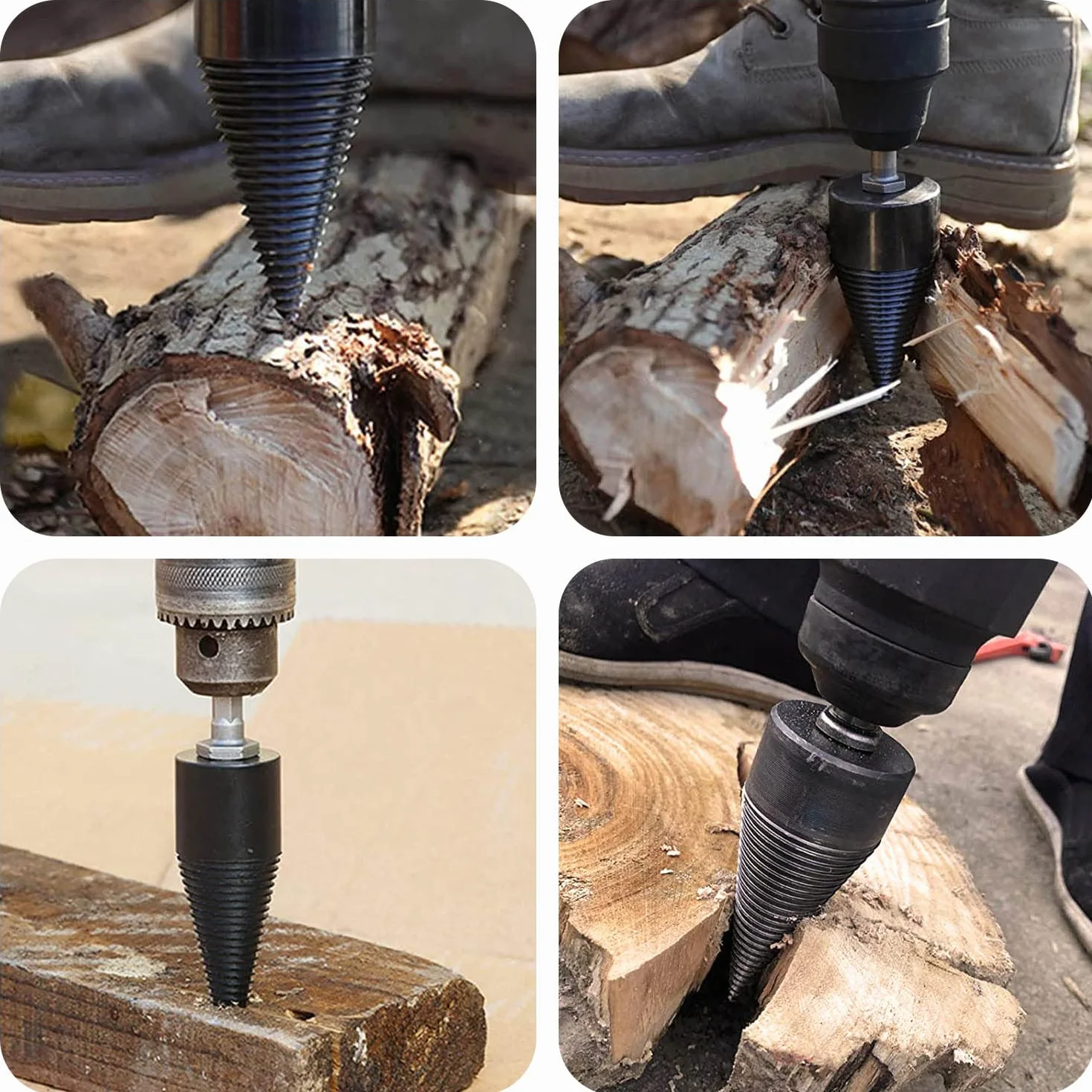 Spaccalegna a vite 42 mm con 3 maniglie, coni per legno