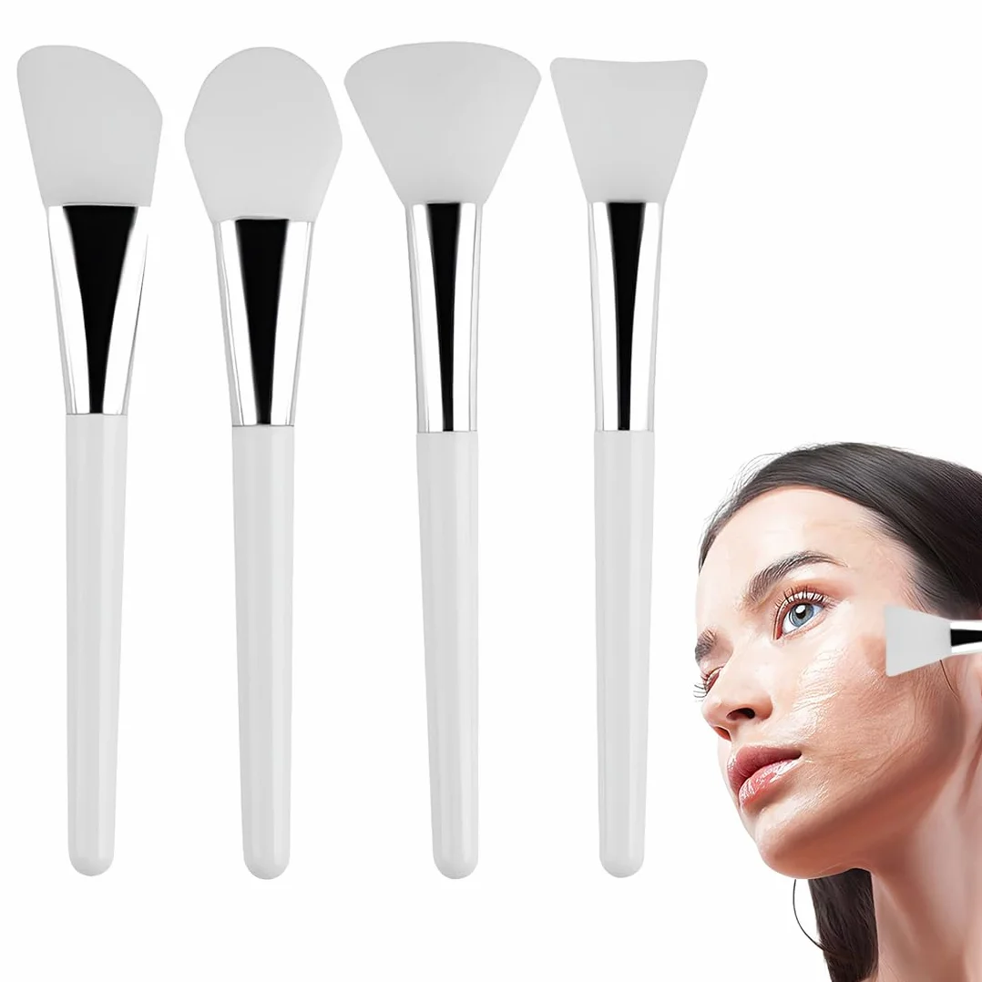 Set di 4 Pennelli per Maschere, Pennello per Maschere in Silicone, Adatto per Maschere, Maschere per Occhi, Sieri, Maschere Detergenti o Prodotti di Cura della Pelle Fai da Te