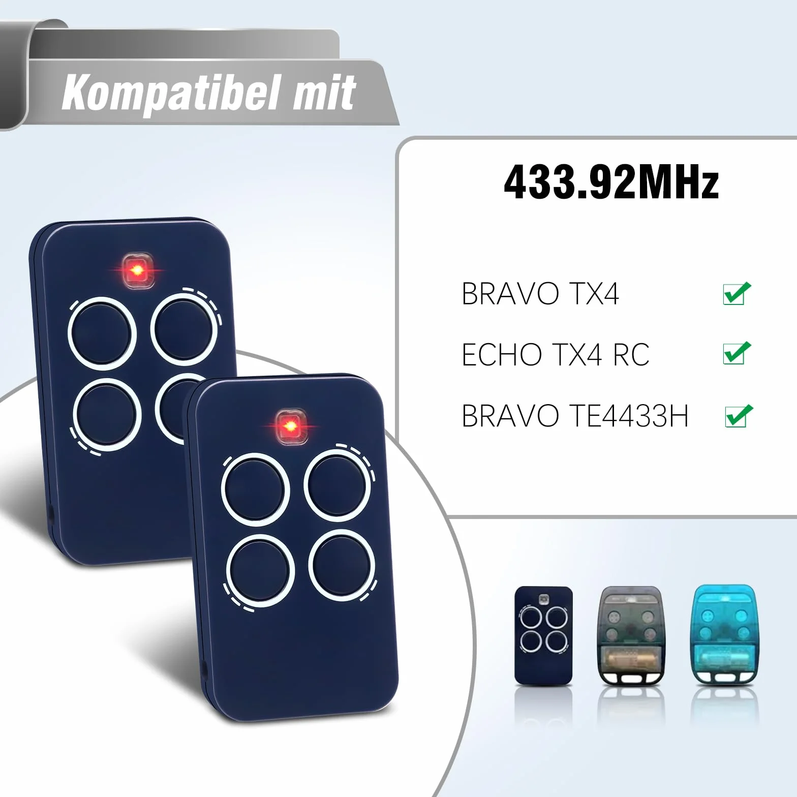 Telecomando Cancello 433MHz Compatibile Genius 4 Canali Garage ECHO TX4 433 RC TX2 433 RC 2 Pezzi