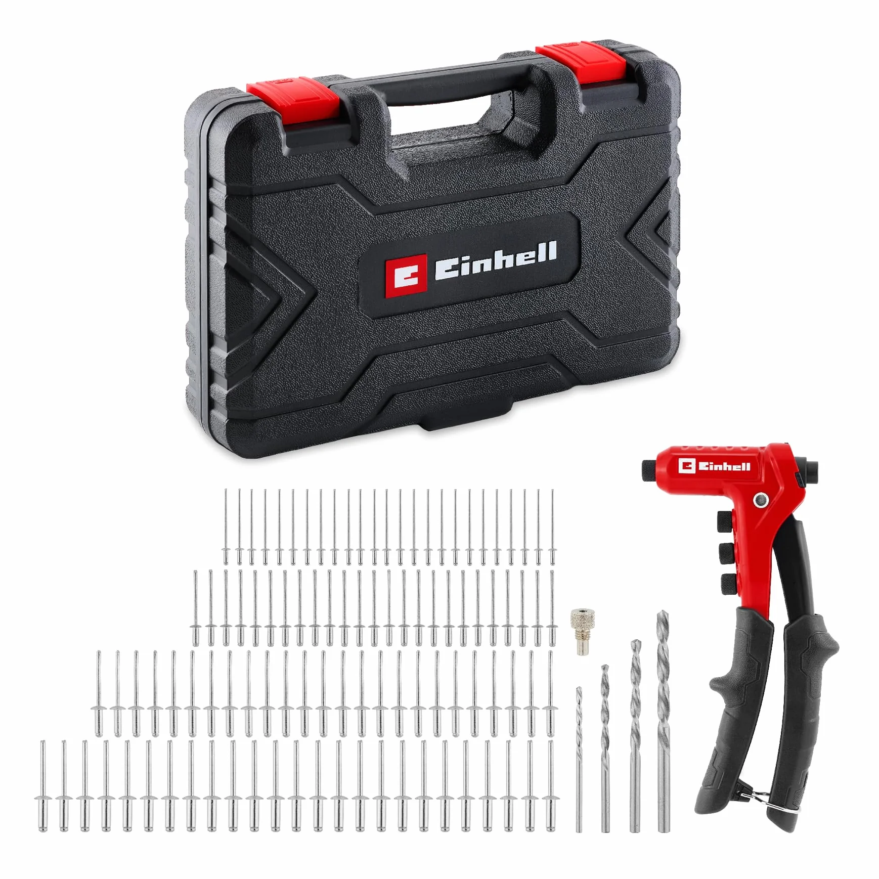 Einhell Pinza Rivettatrice Set 100 Rivetti 4 Ugelli Valigetta