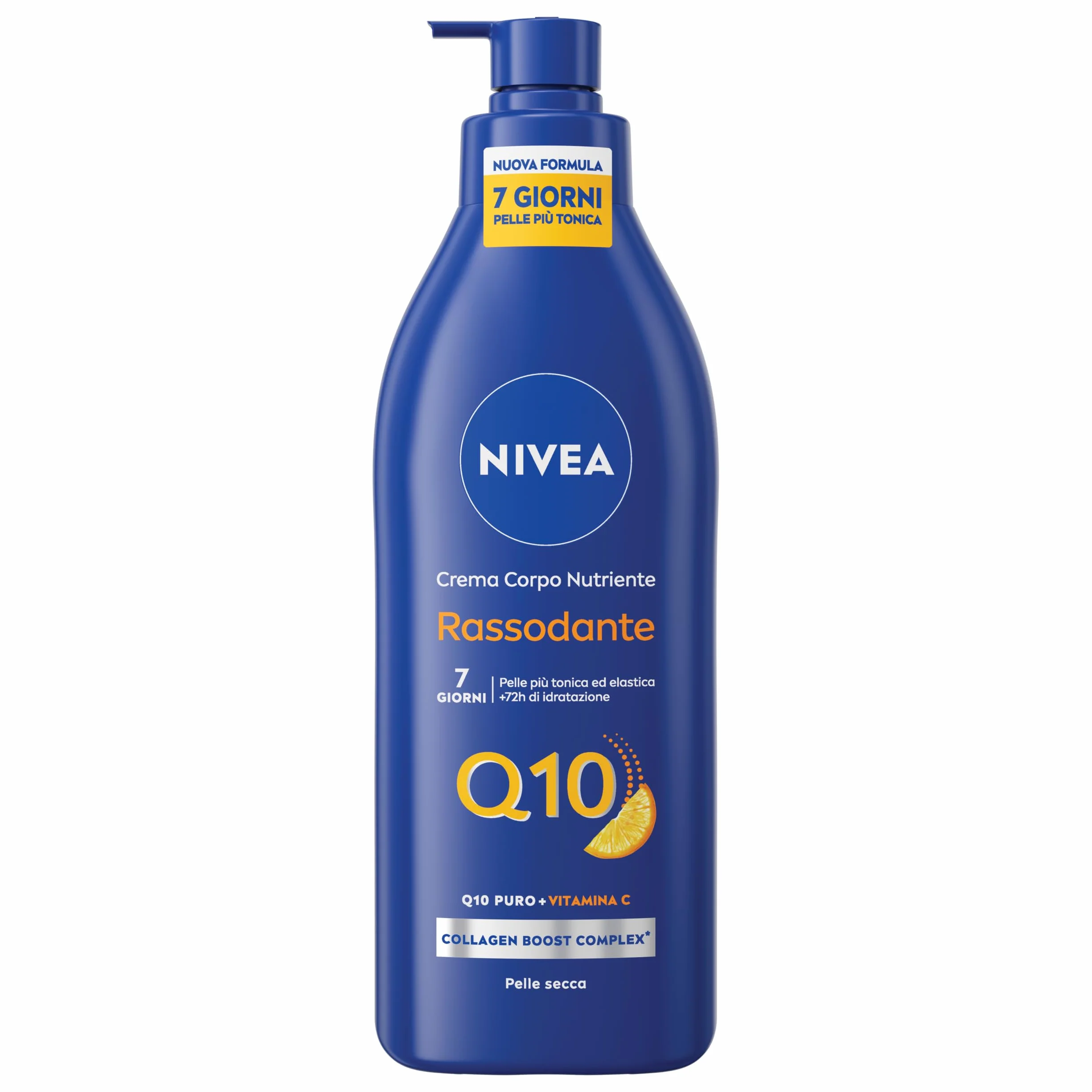 NIVEA Q10 Crema Corpo Nutriente Rassodante 400 ml, Crema rassodante corpo con Coenzima Q10 Puro e Vitamina C, Crema corpo idratante pelle secca 72h per una pelle più tonica ed elastica