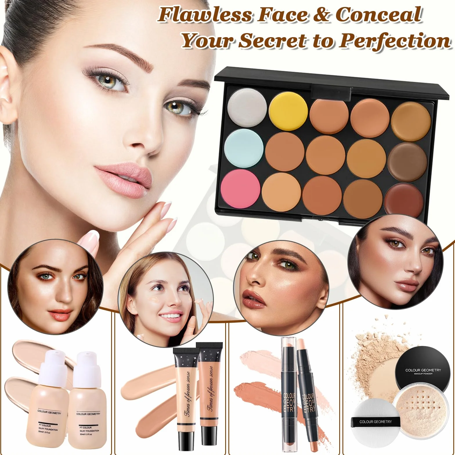 Set Trucchi Donna, Cofanetto Regalo Make Up per Ragazza Adolescente, Kit Trucco Make Up Completo con Palette di Ombretto, Fondotinta, Mascara, Gloss Labbra, Eyeliner, Palette di Correttore