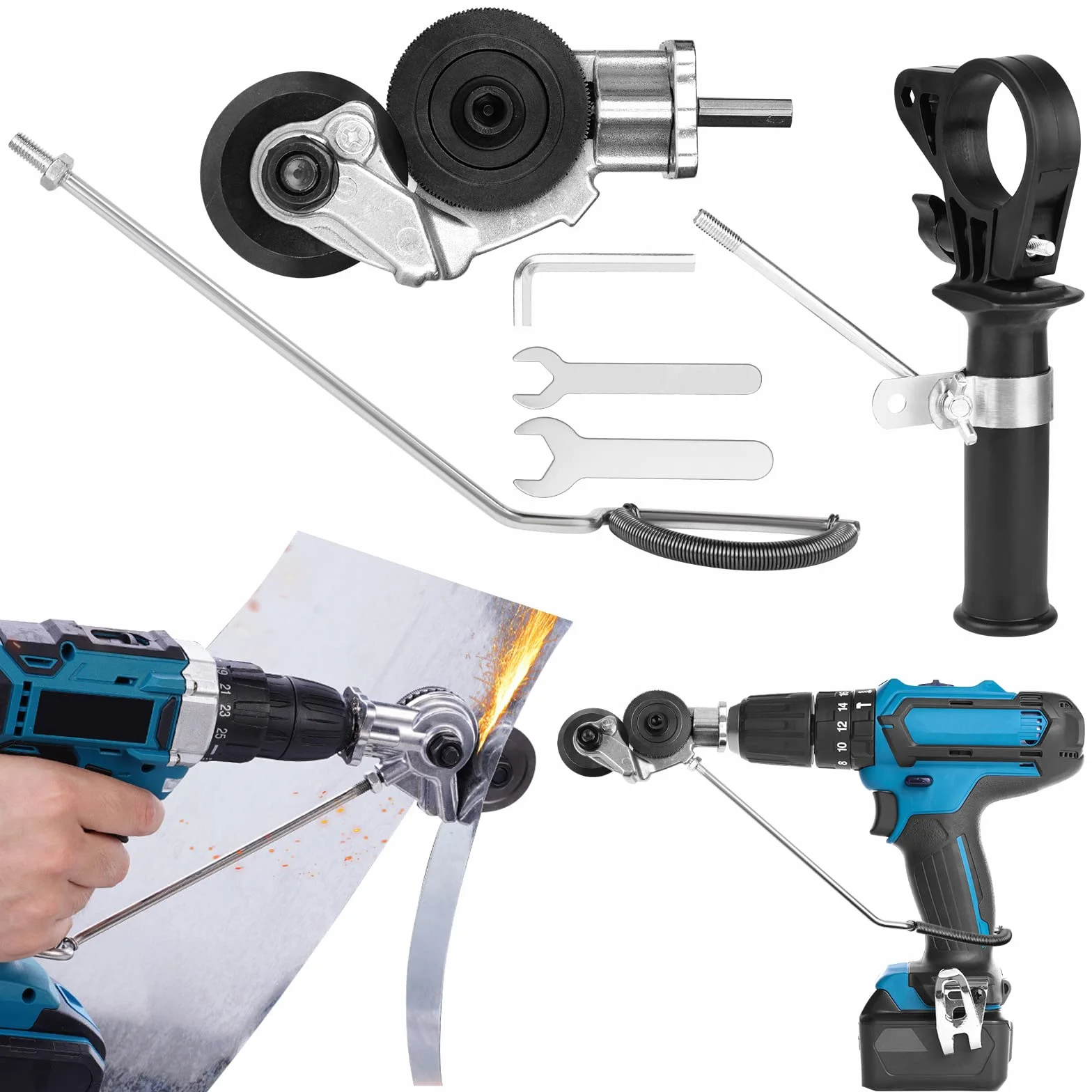 Taglierina Elettrica per Lamiera, Metal Cutter Nibbler Kit, Accessorio per Trapano
