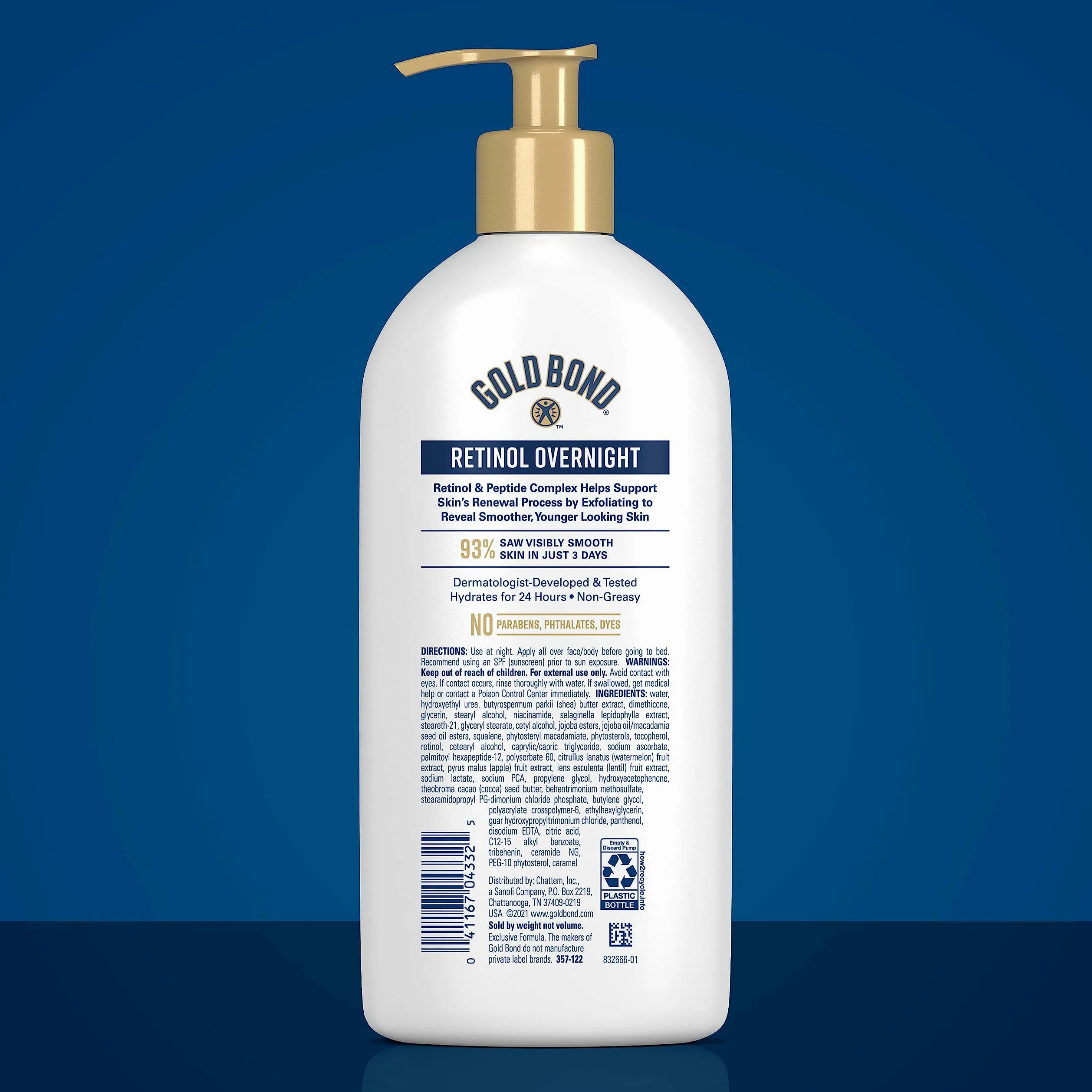 Gold Bond Age Renew Retinol Overnight Body & Face Lotion, con retinolo e complesso peptidico, 13 oz.