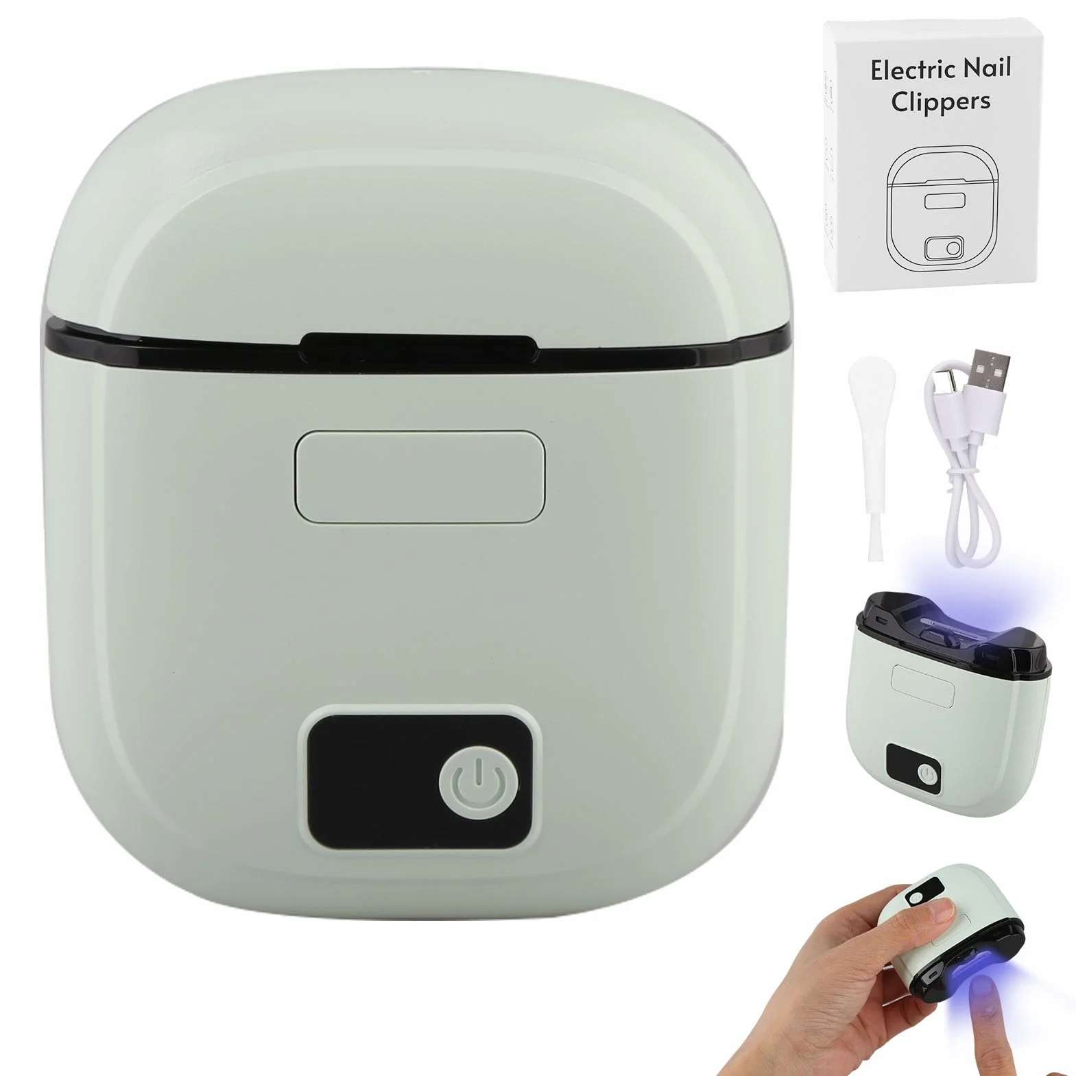Tagliaunghie Elettrico 3 in 1 Ricaricabile USB-C, Taglia Unghie Automatico con Luce LED e Display, 3 Velocità, Lima Unghie Elettrica con Raccolta Polvere, per Bambini Adulti Anziani (Verde)