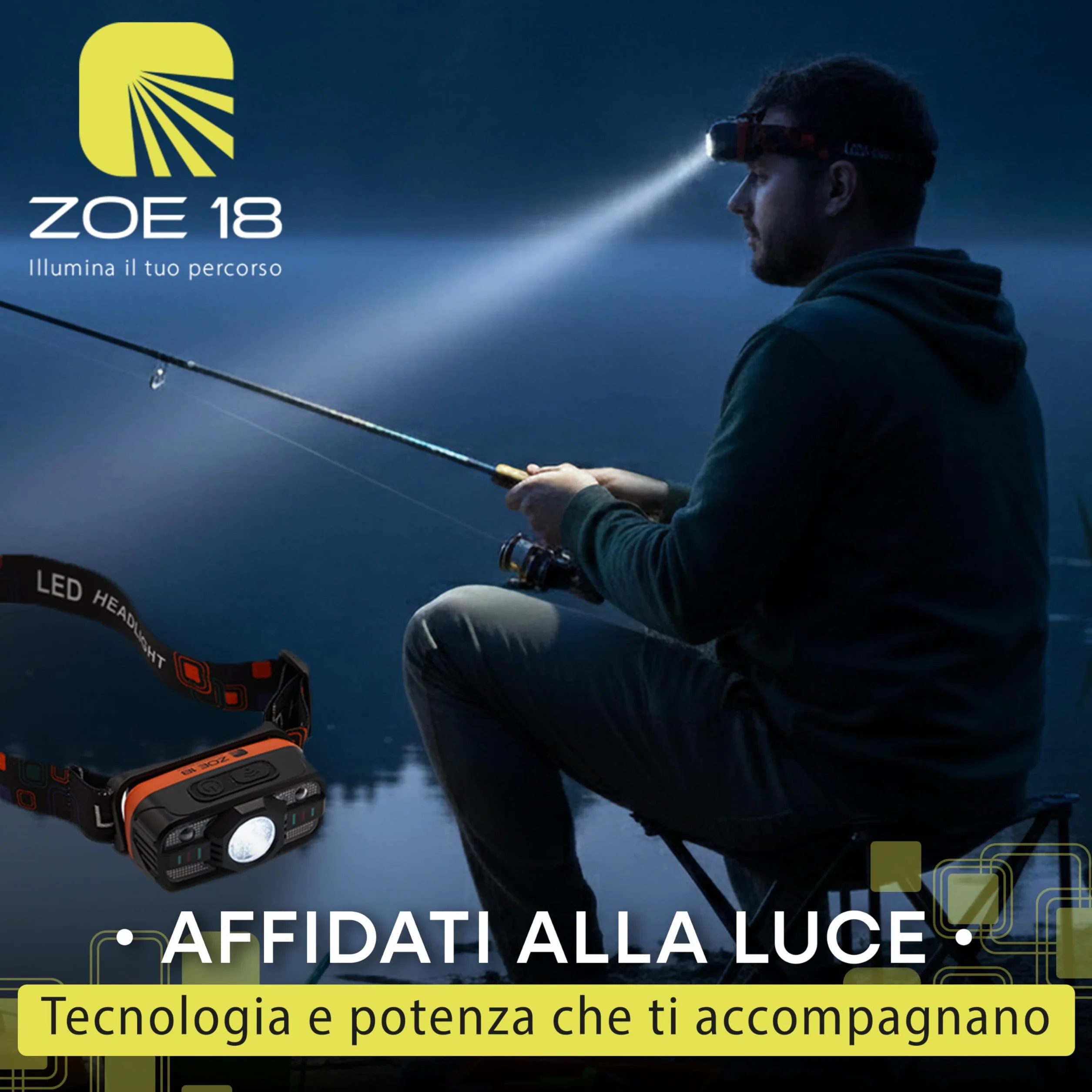 Torcia Frontale LED Ricaricabile con Sensore Movimento per Trekking Corsa Campeggio