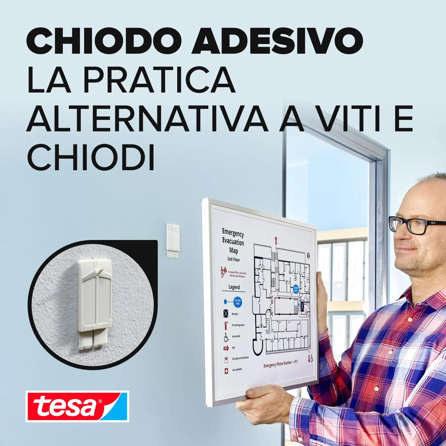 tesa Chiodo Adesivo 2kg Bianco per Carta da Parati Intonaco Set 2 Pezzi