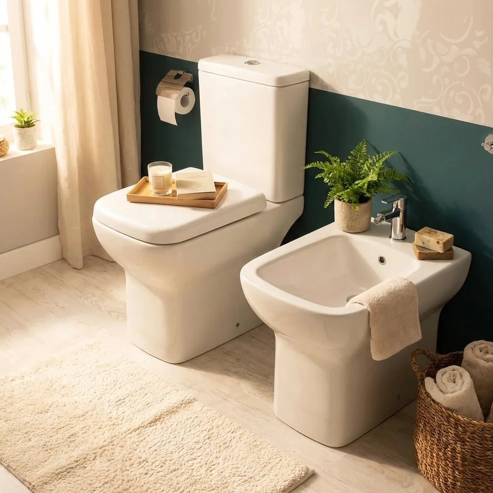 Gravena Coppia sanitari filomuro in ceramica bianco Piccolo
