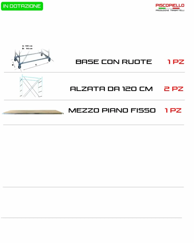 Trabattello TRIS 3,86 m mezzo piano
